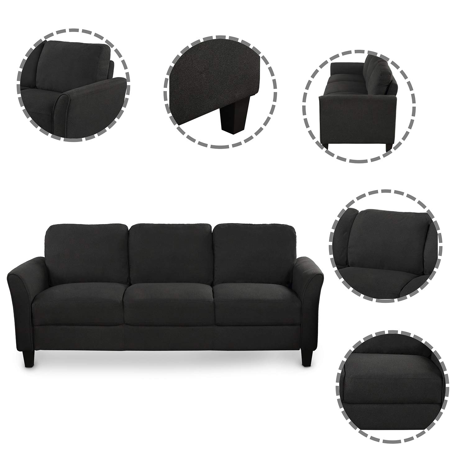 Merax Small Sofa Couch Set - Upholstered Armchair & 3-Seat Sofa Living Room Furniture - Modern Home Decor for Small Spaces, Apartments & Cozy Living Rooms