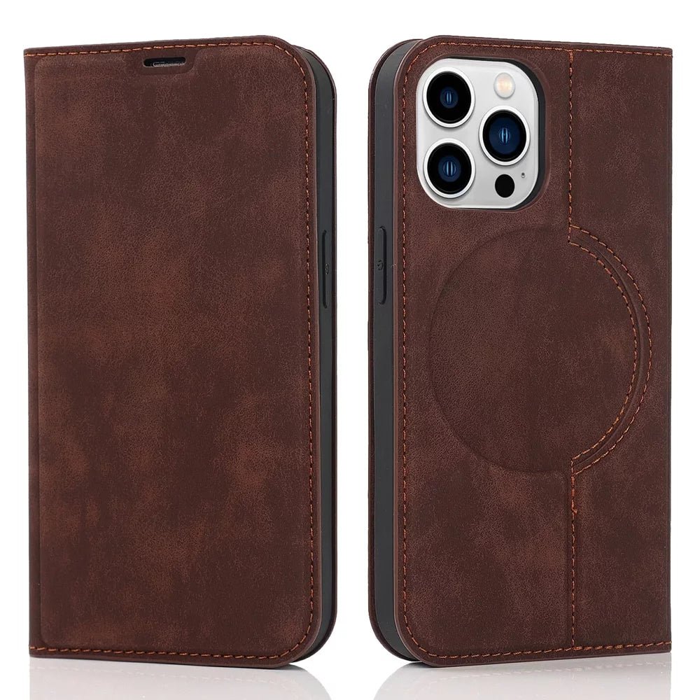 Premium Genuine Leather Wallet Case with MagSafe for iPhone 13/14/15 Pro Max - Slim RFID Blocking Card Holder for Daily Use & Travel