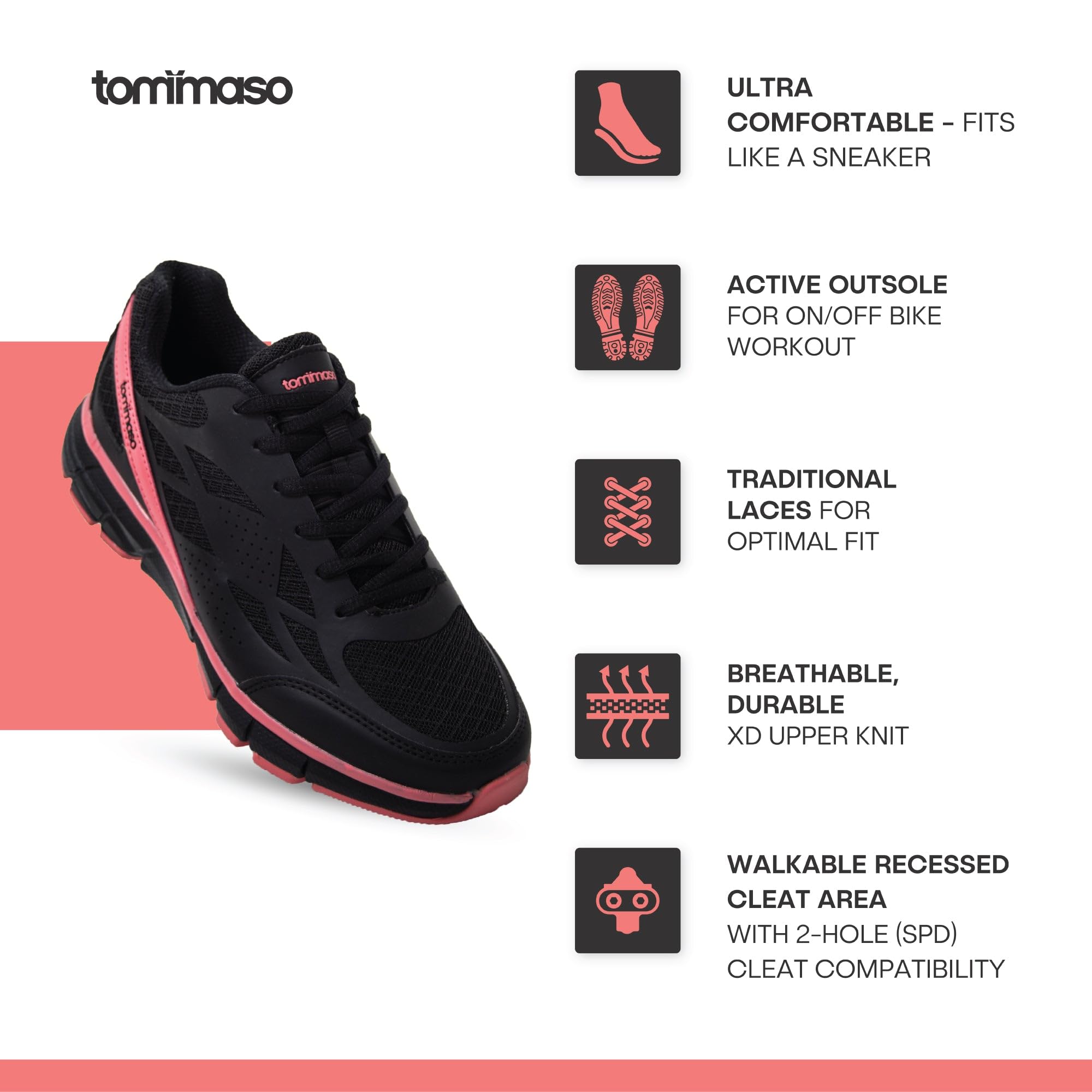 Tommaso Venezia Women's Road Cycling Shoes - Comfortable & Walkable for Indoor, Urban & Outdoor Biking - Perfect for Spin Class, Commuting & Fitness Training