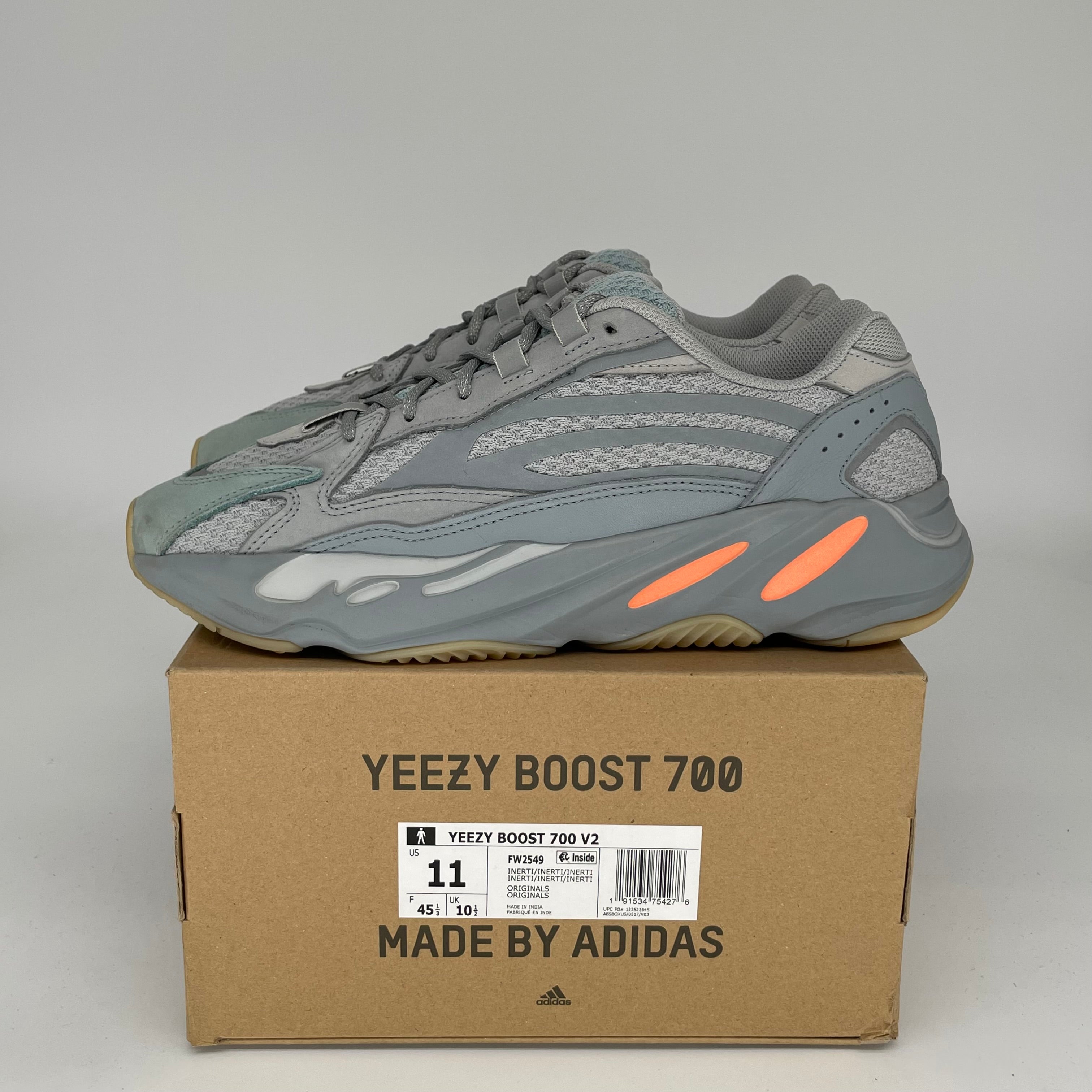 Adidas Yeezy 700 V2 Inertia Sneakers - Men's Size 11 (FW2549) | Comfortable Running Shoes for Casual Wear & Street Style