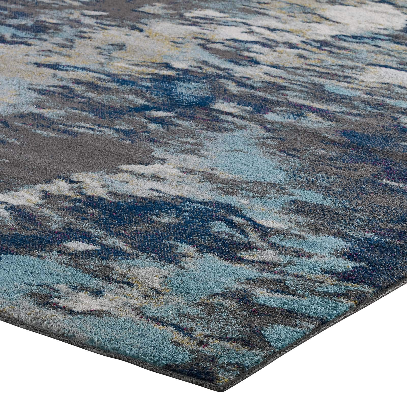 Modern Contemporary Urban Design Blue Area Rug - Soft Fabric Living Room Carpet for Lounge, Hallway Runner - Perfect for Home Decor, Bedroom, Office & Dorm