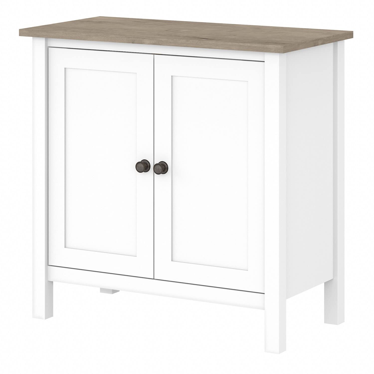 Bush Furniture Mayfield Accent Storage Cabinet with Doors - Pure White & Shiplap Gray | Home Office Storage Cabinet for Files, Books & Supplies | Perfect for Workspace Organization & Home Decor