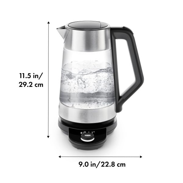 OXO Brew Adjustable Temperature Electric Kettle - 1.7L, Clear Glass, Fast Boiling, Precise Temp Control for Coffee, Tea & Pour Over Brewing - Perfect for Home, Office & Kitchen Use