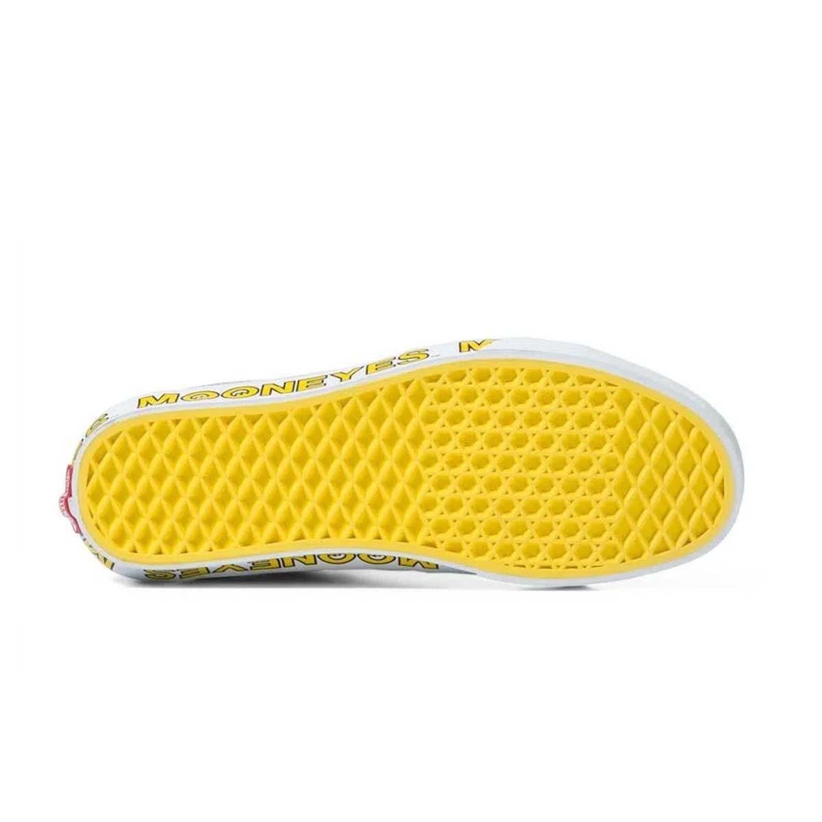 Mooneyes SK8 Hi Sneakers - White & Yellow High-Top Skate Shoes for Men & Women | Perfect for Skateboarding, Streetwear & Casual Fashion