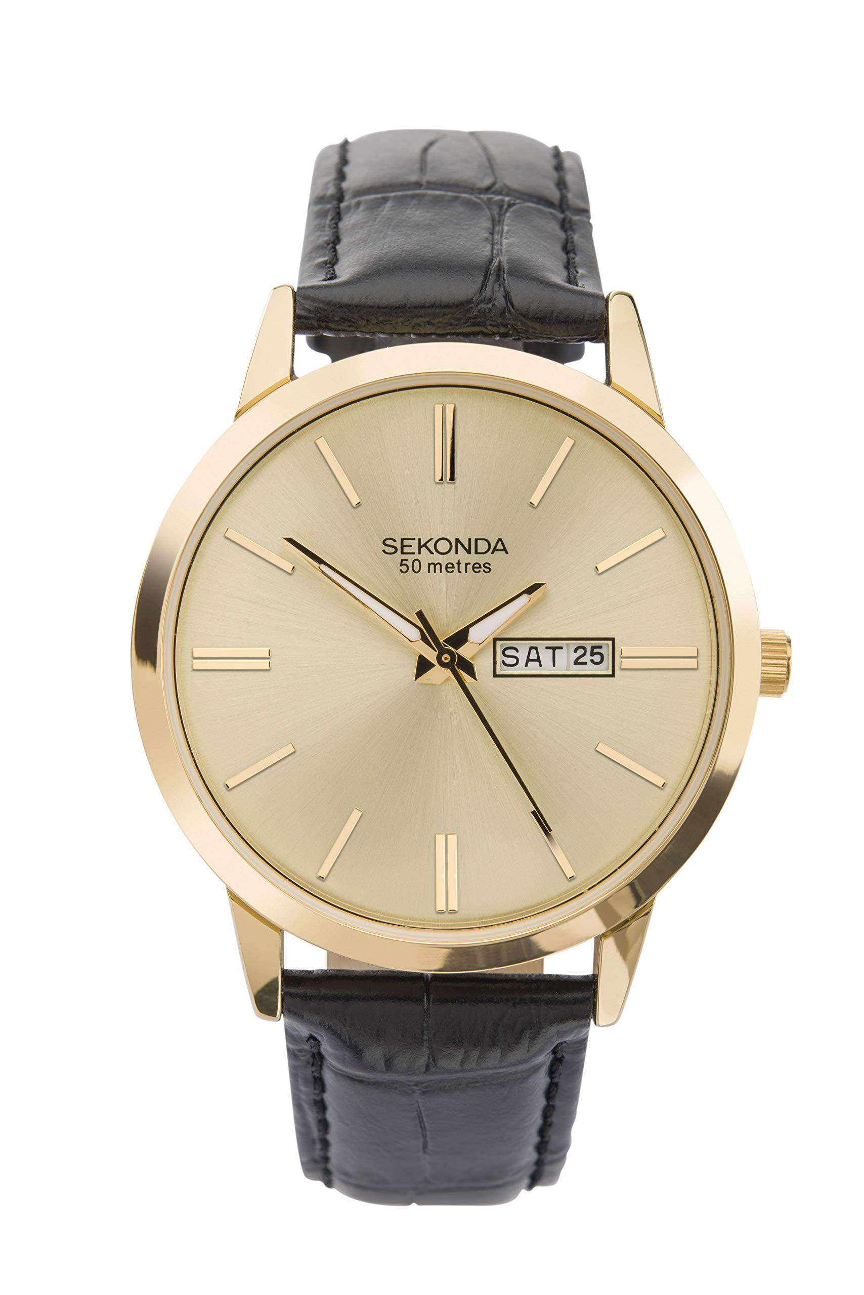 Sekonda Jackson Classic Men's 40mm Analog Quartz Watch with Day/Date Display & Genuine Leather Strap | Water Resistant Dress Watch for Business, Office & Formal Occasions