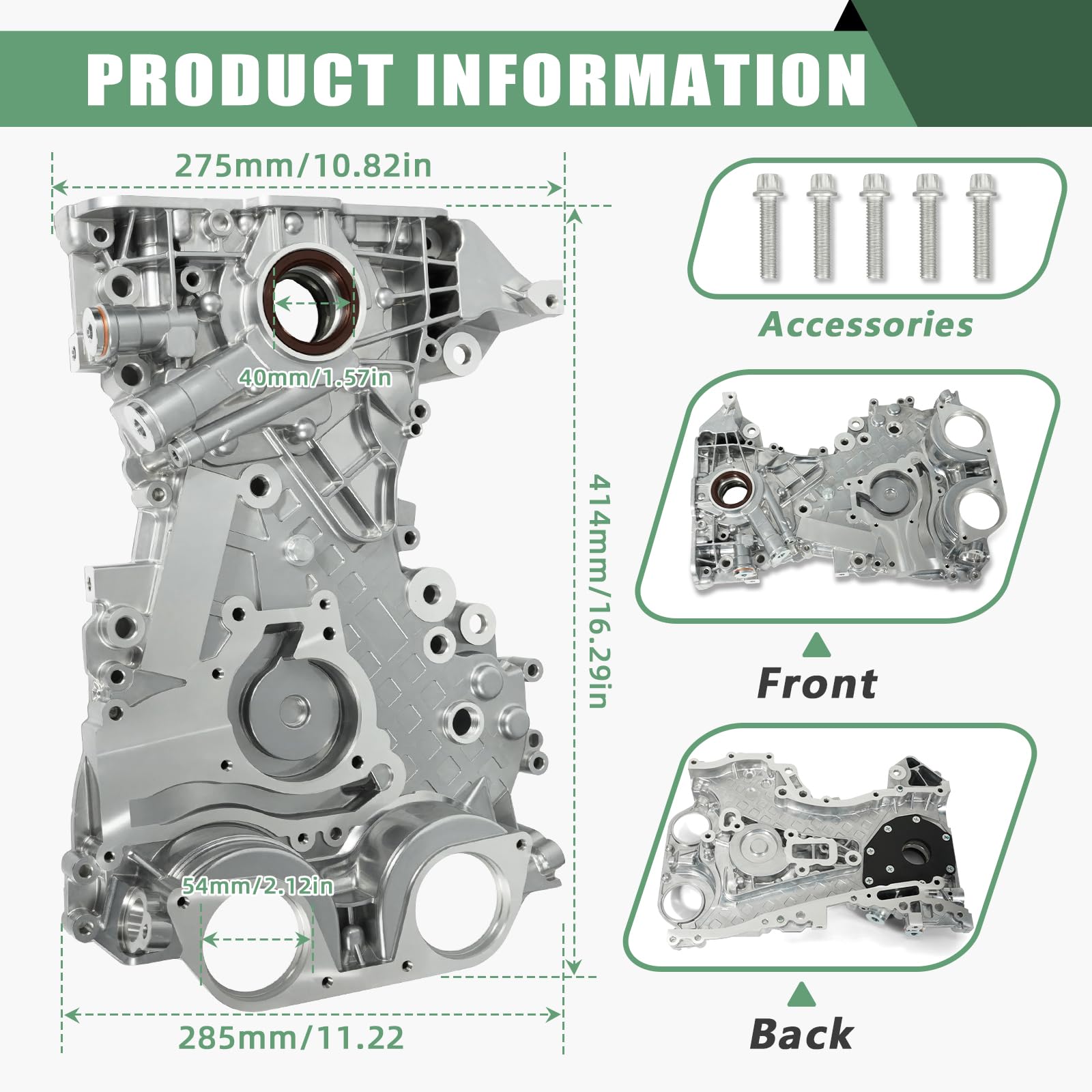 Engine Timing Cover 25199424 - Compatible with Chevy Sonic/Cruze/Trax 2011-2020 & Buick Encore 2013-2017 - Replaces 55562788 25194353 25195406 - Timing Chain Oil Pump Cover - Perfect for Engine Repair & Maintenance