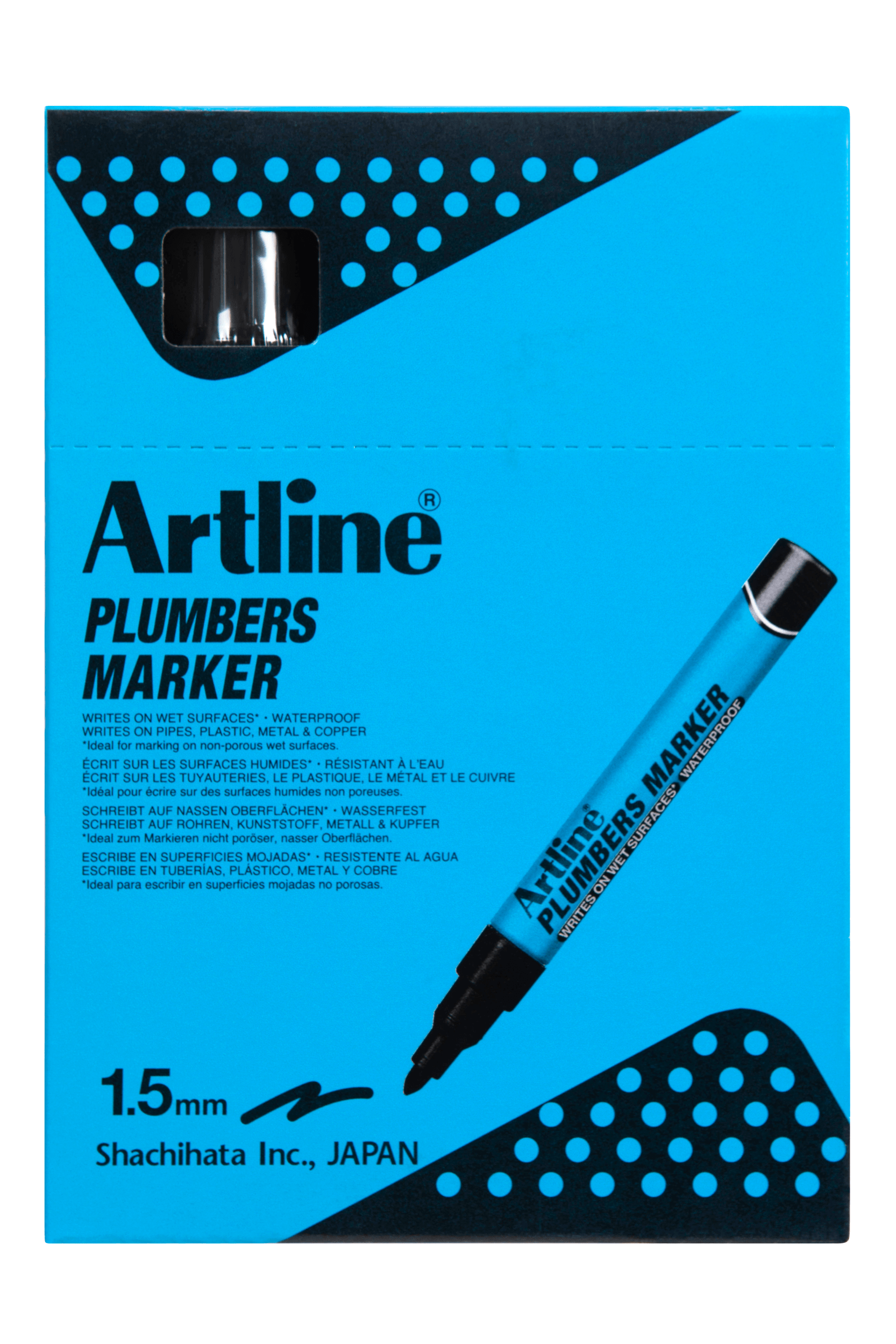 Artline Plumbers Permanent Marker Bullet Tip Black - 12 Pack - Waterproof Industrial Markers for Plumbing, HVAC, Construction & Metal Work - Ideal for Pipe Labeling, Tool Marking & Workshop Use