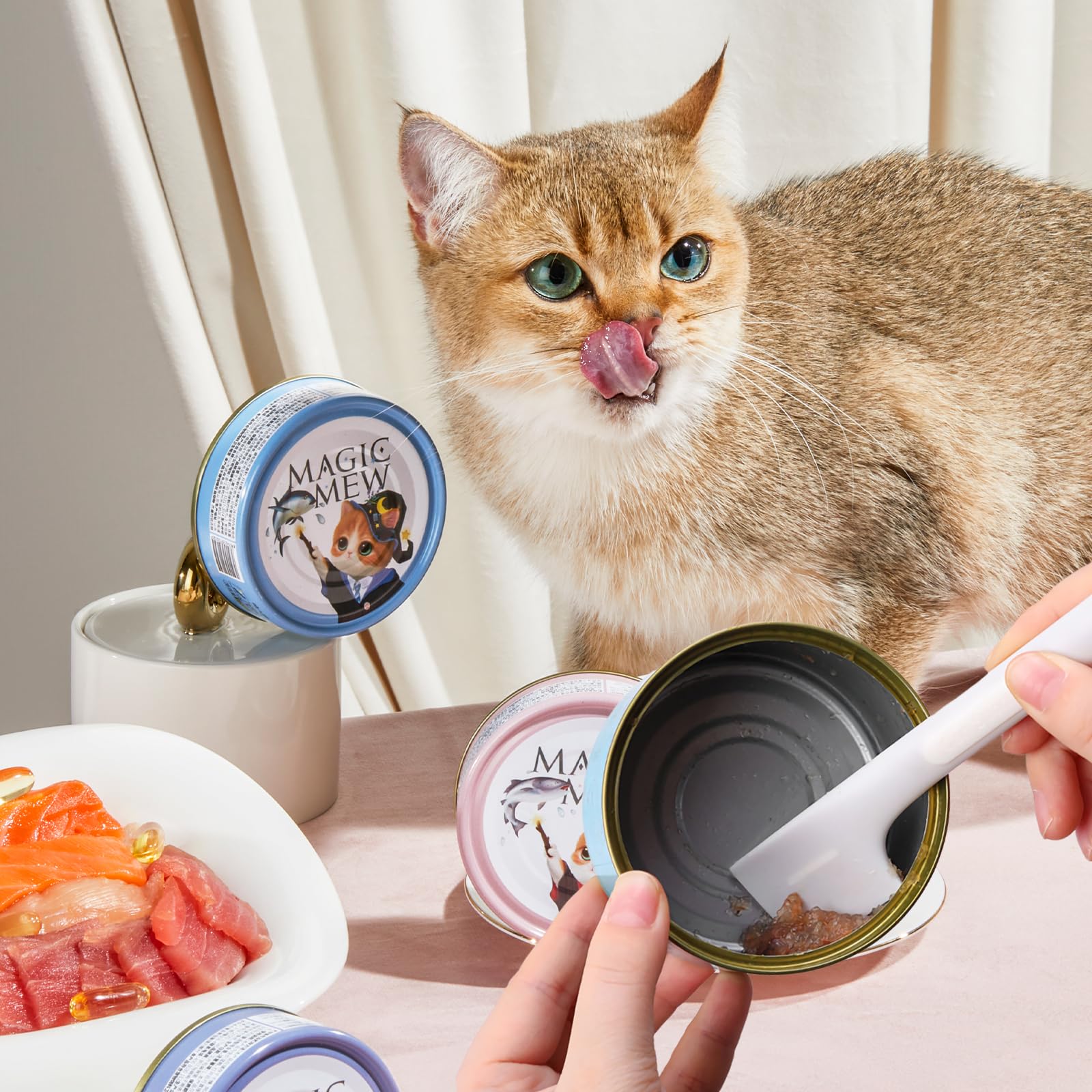 4Pcs Cat Food Spoon Set - Stainless Steel Wet Food Scoop & Spatula for Cats & Dogs | Includes Can Opener | Perfect for Feeding, Portion Control & Travel Use