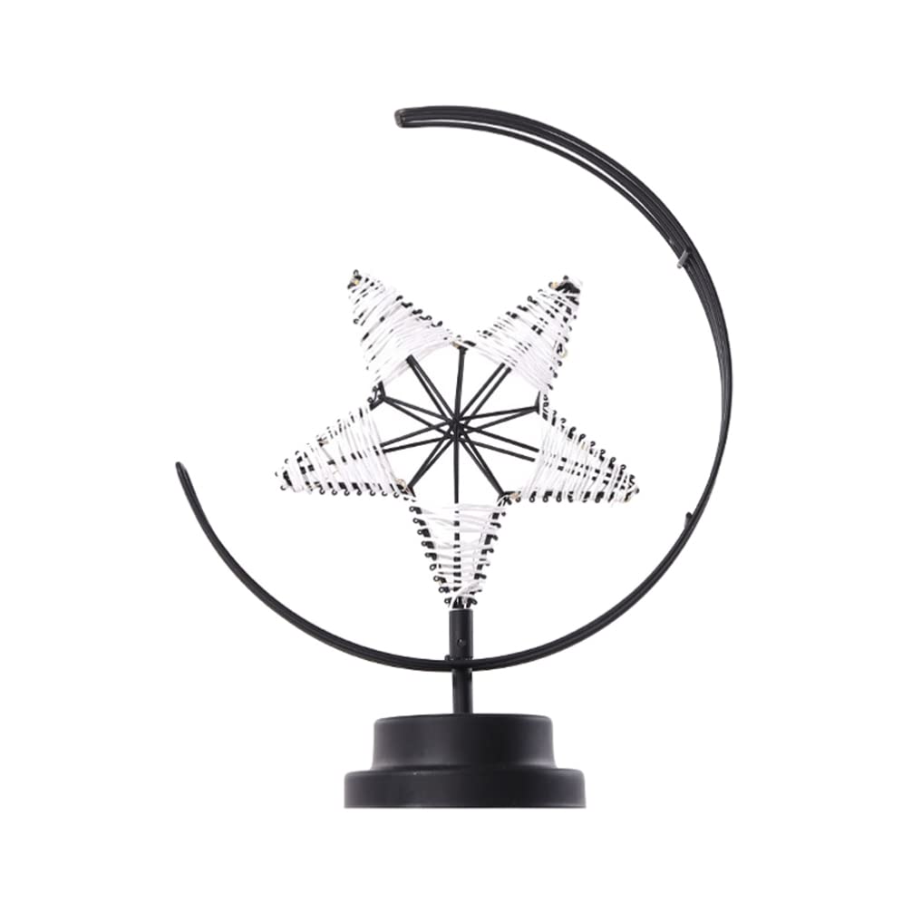 Beaupretty Nativity Decor - Vintage Star Moon Tabletop Lamp for Ramadan, Eid Mubarak, Muslim Holidays | Indoor/Outdoor Wedding & Party Centerpiece | Battery-Free Black Decorative Statue for Home, Mosque & Festival Decorations