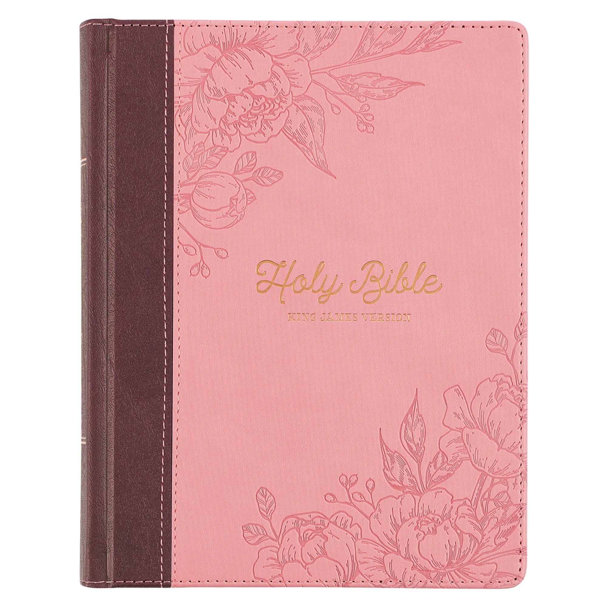 KJV Holy Bible - King James Version Note-Taking Bible with Faux Leather Hardcover in Brown & Pink | Perfect for Bible Study, Church Services & Personal Devotion
