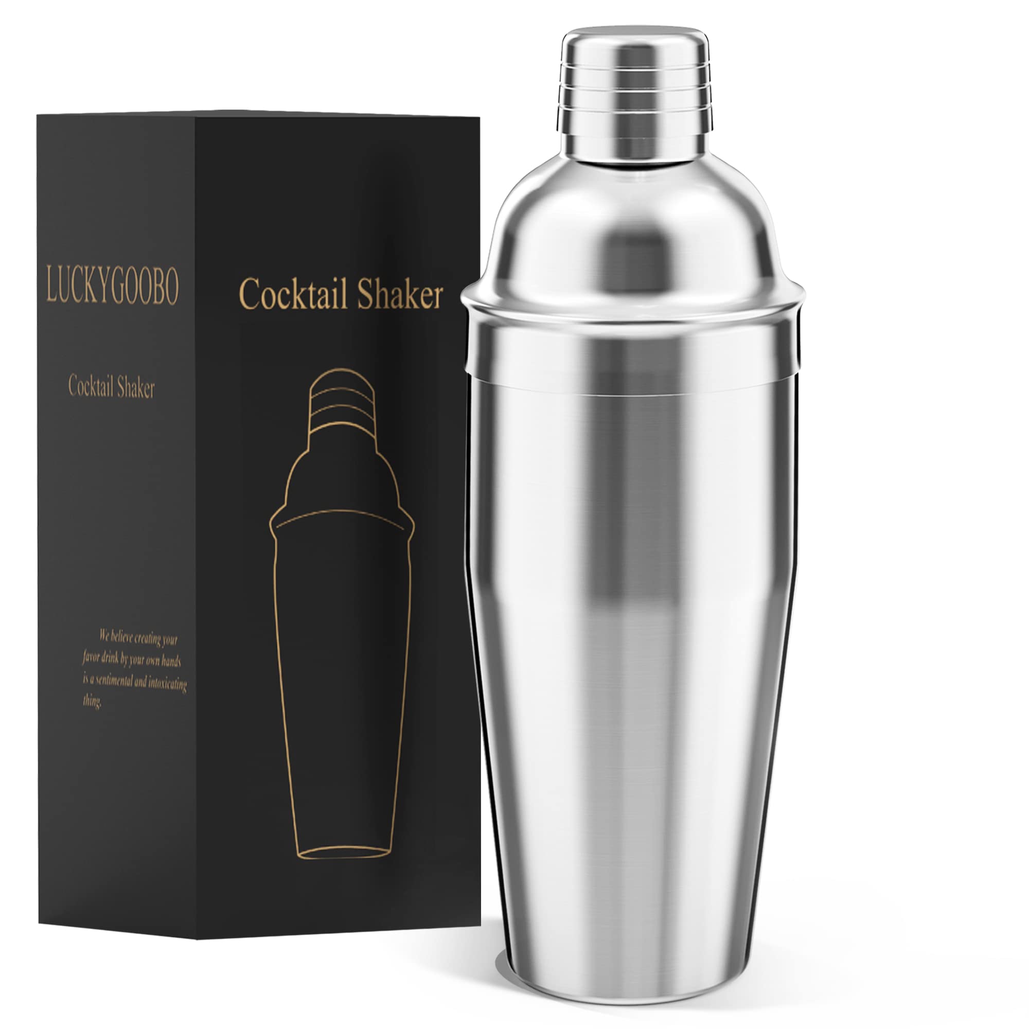 24 oz Professional Stainless Steel Cocktail Shaker Set with Built-in Strainer - Martini & Margarita Mixer - Perfect Bartender Kit Gift for Home Bars, Parties & Mixology Enthusiasts