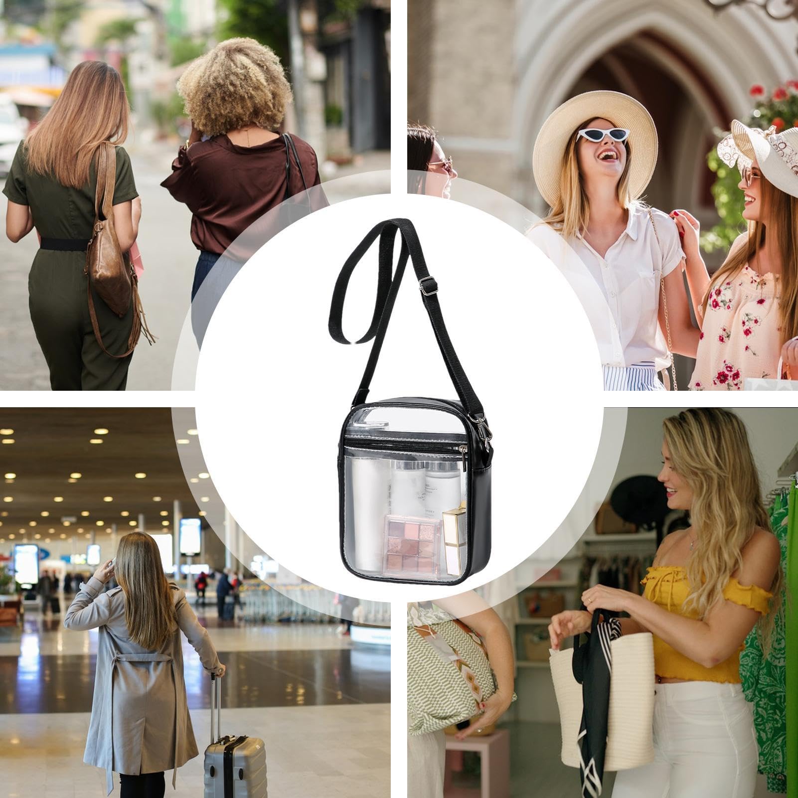 Clear Stadium Purse - Small Transparent Shoulder Bag for Women & Girls with Removable Strap | Perfect for Concerts, Sports Games & Events