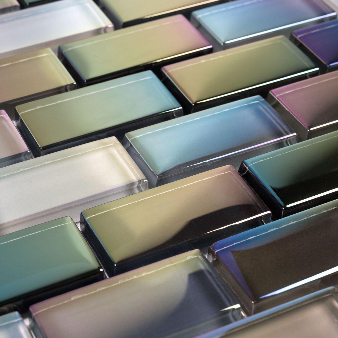 Premium Glass Pool Tile Shimmer Grey 1x2 - Non-Slip Mosaic for Swimming Pools, Spas & Backyard Landscaping - Waterproof & Durable Pool Decor