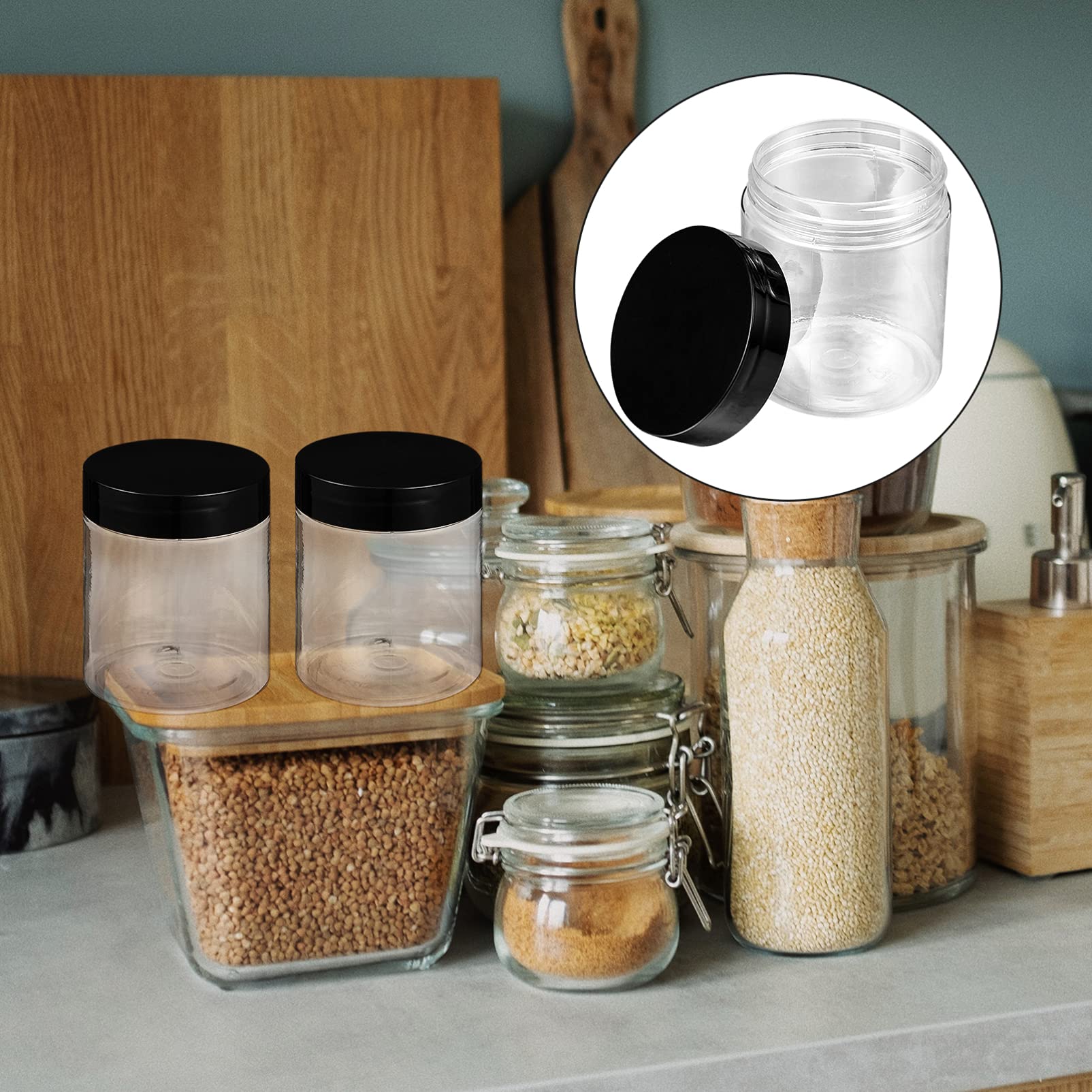 HEALLILY 12-Piece Plastic Cream Jars with Lids - 1oz Cosmetic Containers for Lotion, Face Mask, Makeup & Skincare Storage - Perfect for DIY Beauty Products, Salons, and Home Organization