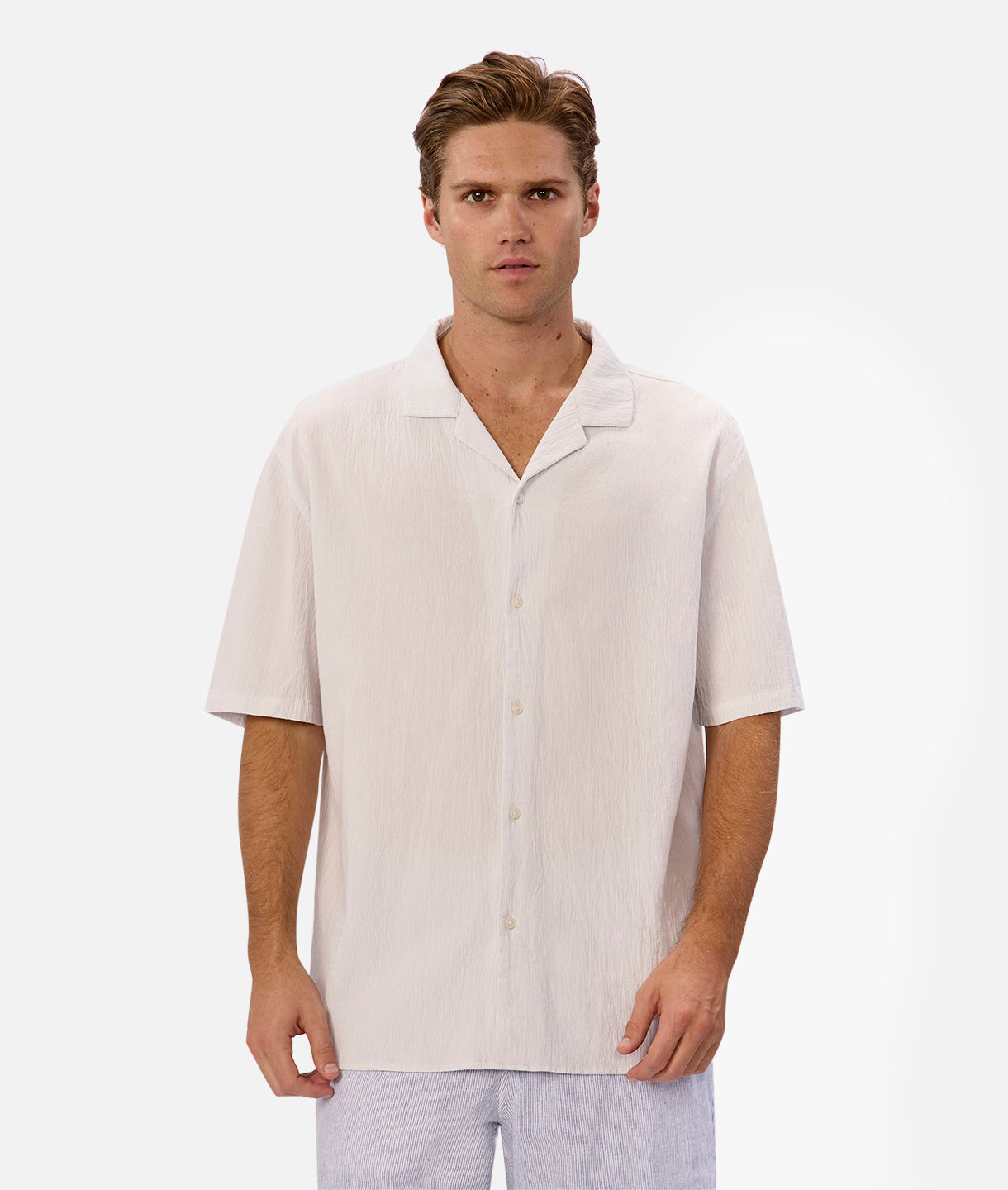 Premium Silver Blue Magna Short Sleeve Shirt for Men - Breathable Casual Wear for Summer, Outdoor Activities & Business Casual Occasions