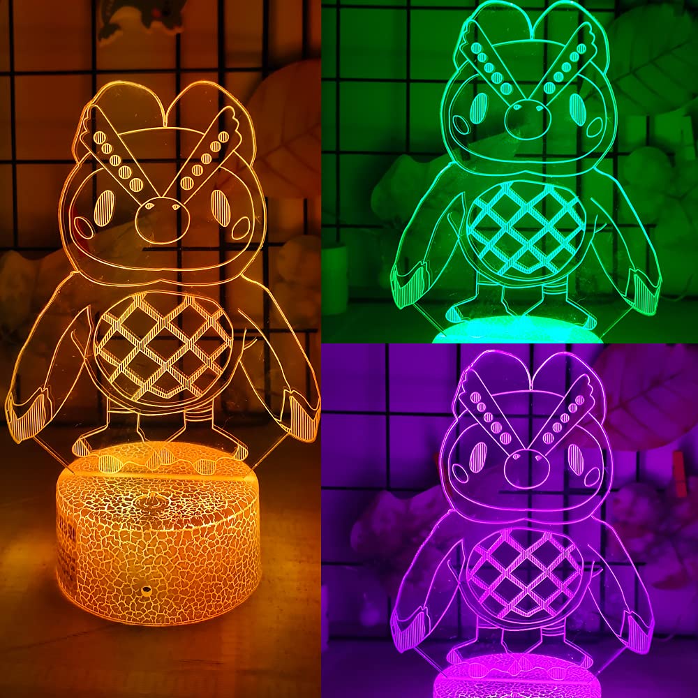 Animal Crossing 3D Night Light - 16 Color Changing Cartoon USB Desk Lamp with Remote Control | Perfect for Kids' Room Decor, Birthday Gifts & Gaming Setup | Creates Magical Ambience for Bedtime, Study & Relaxation