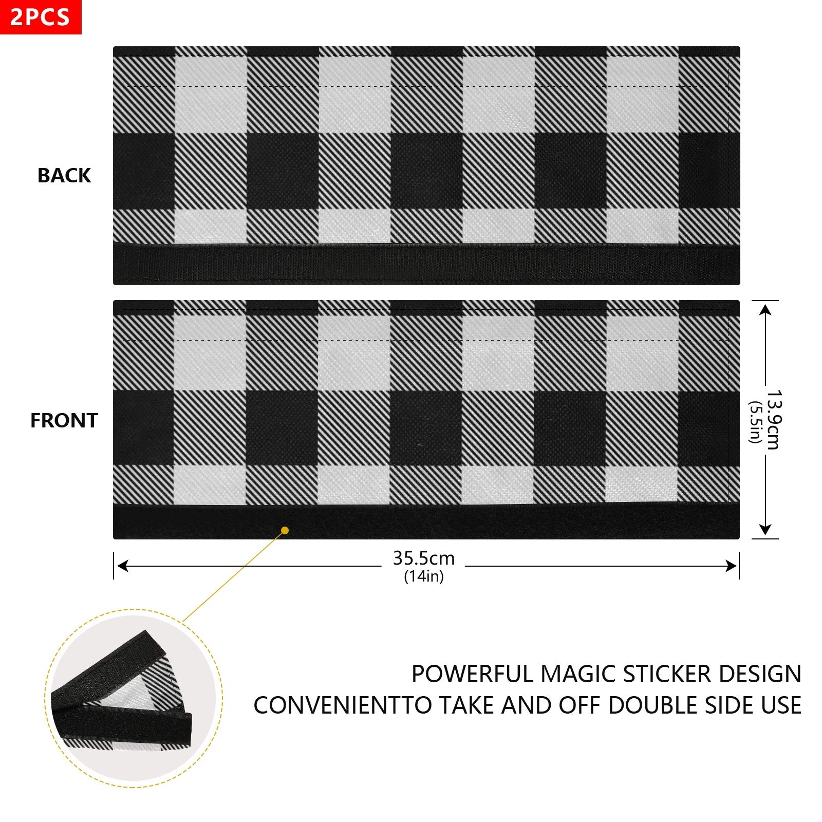 Black Buffalo Plaid Refrigerator Door Handle Covers Set of 2 - Stylish Kitchen Appliance Handle Protectors for Fridge, Microwave, Oven & Dishwasher - Perfect for Farmhouse, Rustic & Holiday Home Decor