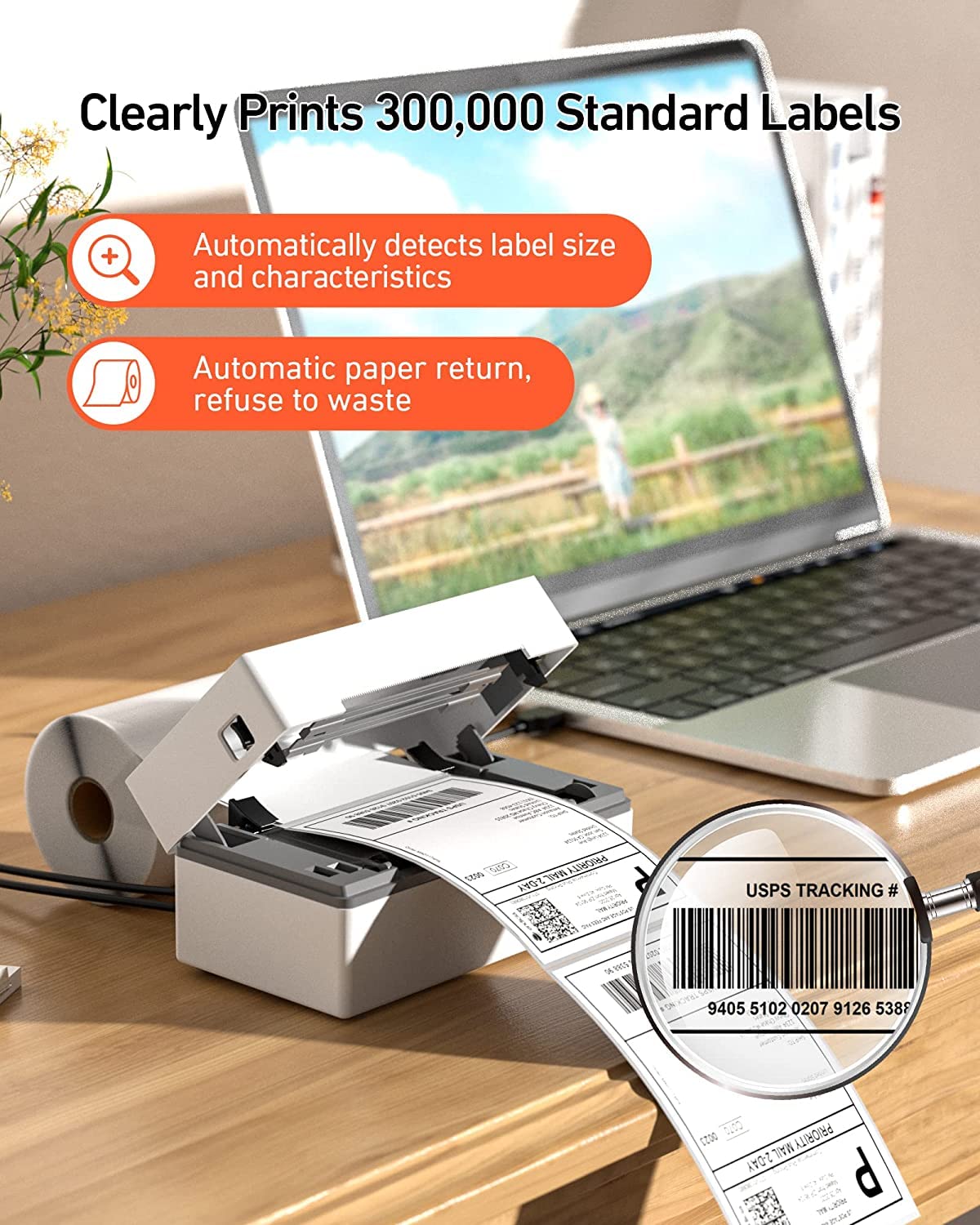 MUNBYN P130 4x6 USB Thermal Shipping Label Printer - Desktop Barcode Printer for Small Business | Compatible with Mac, Windows, Canada Post, UPS, USPS | Easy Setup for Shipping Packages, E-commerce & Logistics
