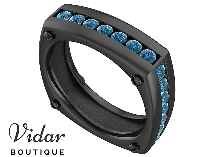 Exquisite Black Gold Blue Diamond Wedding Ring for Women - Elegant Engagement & Bridal Jewelry - Perfect for Proposals, Anniversaries, and Special Occasions