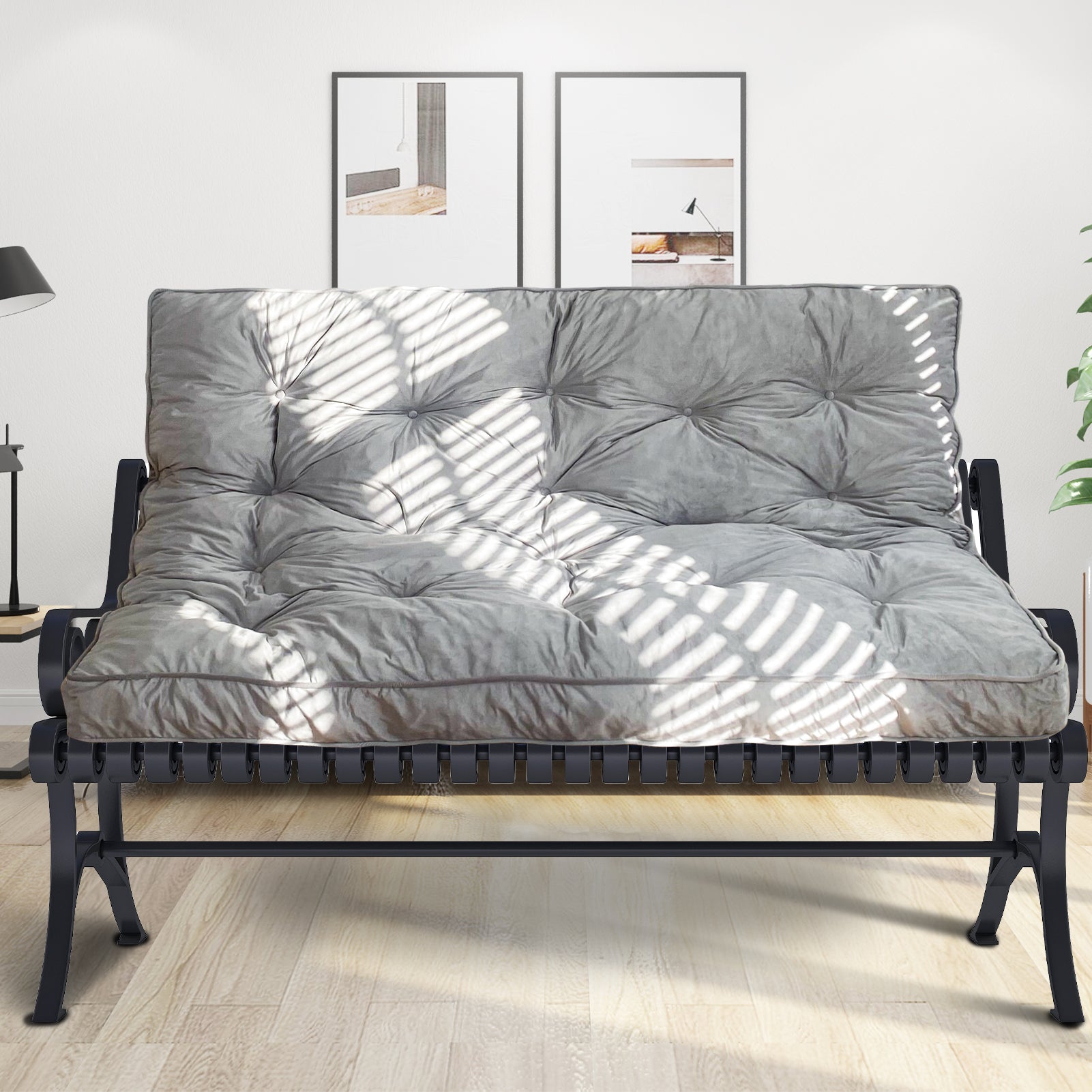 MAXYOYO 6-Inch Thick Velvet Futon Mattress for Sofa Bed - Soft & Comfortable Couch Bed Replacement (Grey) - Perfect for Small Spaces, Guest Rooms & Apartments
