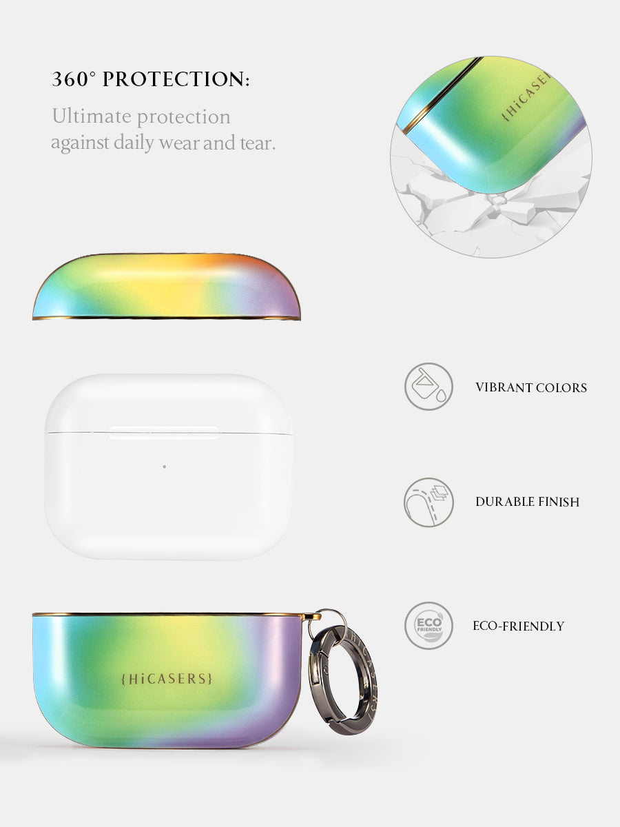 Iridescent Green and Purple Watercolor Wash AirPods Case - Stylish Protective Cover for AirPods 1/2/3/Pro - Perfect for Everyday Use, Travel & Gifts