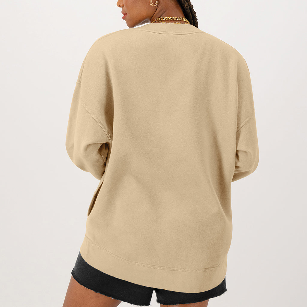 Champion Women's Oversized V-Neck Pullover Sweatshirt - Cozy & Stylish for Casual Wear, Lounge & Outfits