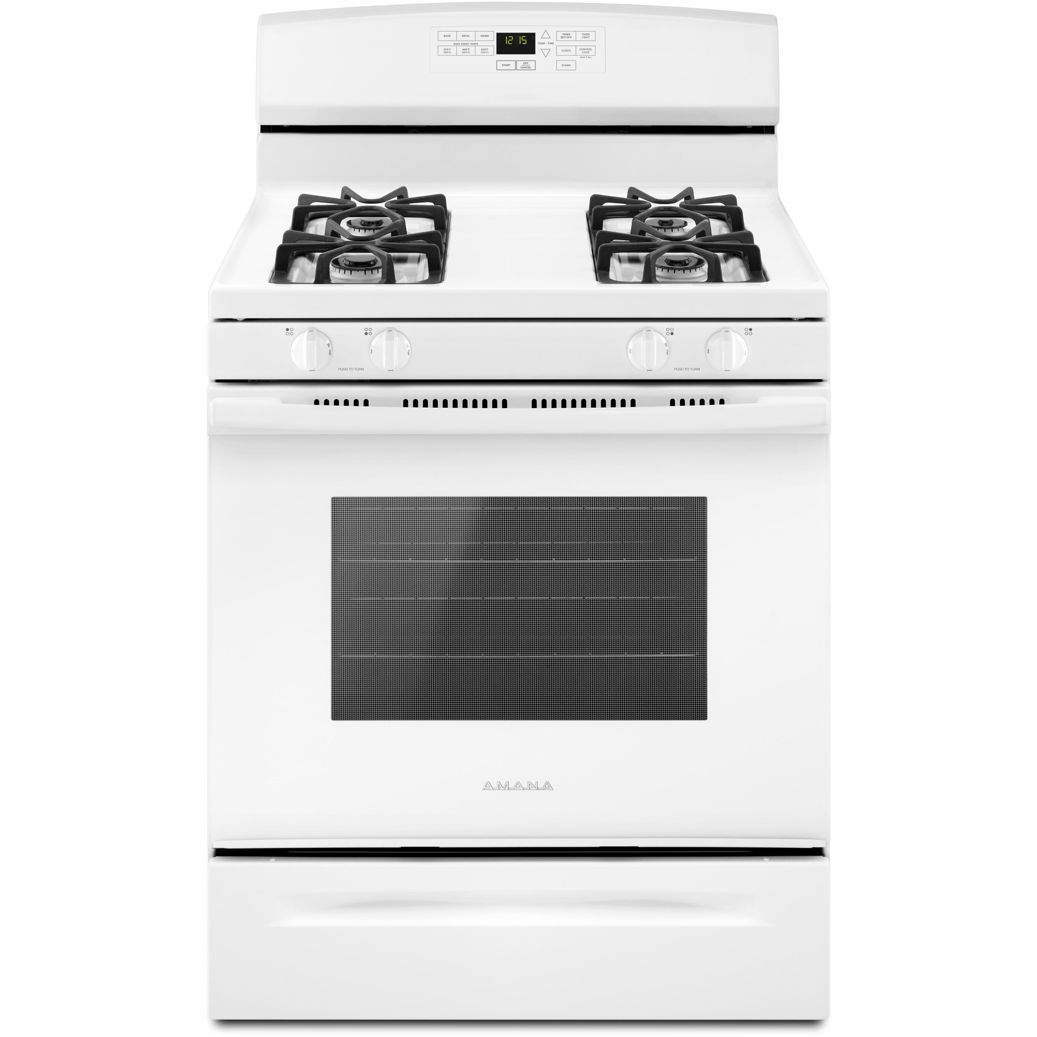 Amana 30 Inch Freestanding Gas Range - AGR6603SFW with 4 Sealed Burners & Self-Cleaning Oven - Perfect for Home Kitchens & Cooking Enthusiasts