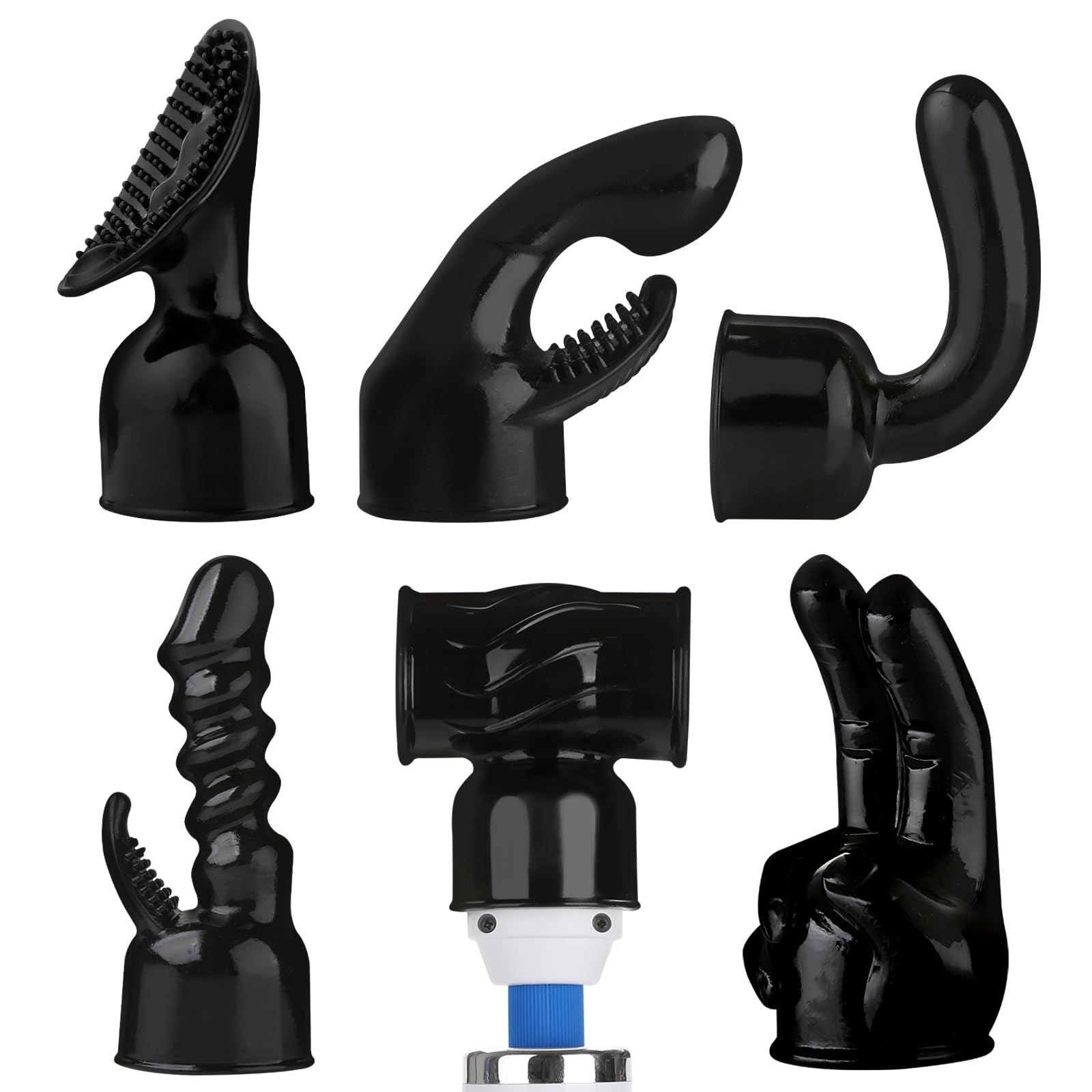 6Pcs Magic Wand Attachments for Adults - Massage Stick Headgear Accessories, Couples Toys for Fun, Fits Hitachi 1.7-2.0 Inch Wands (1.77