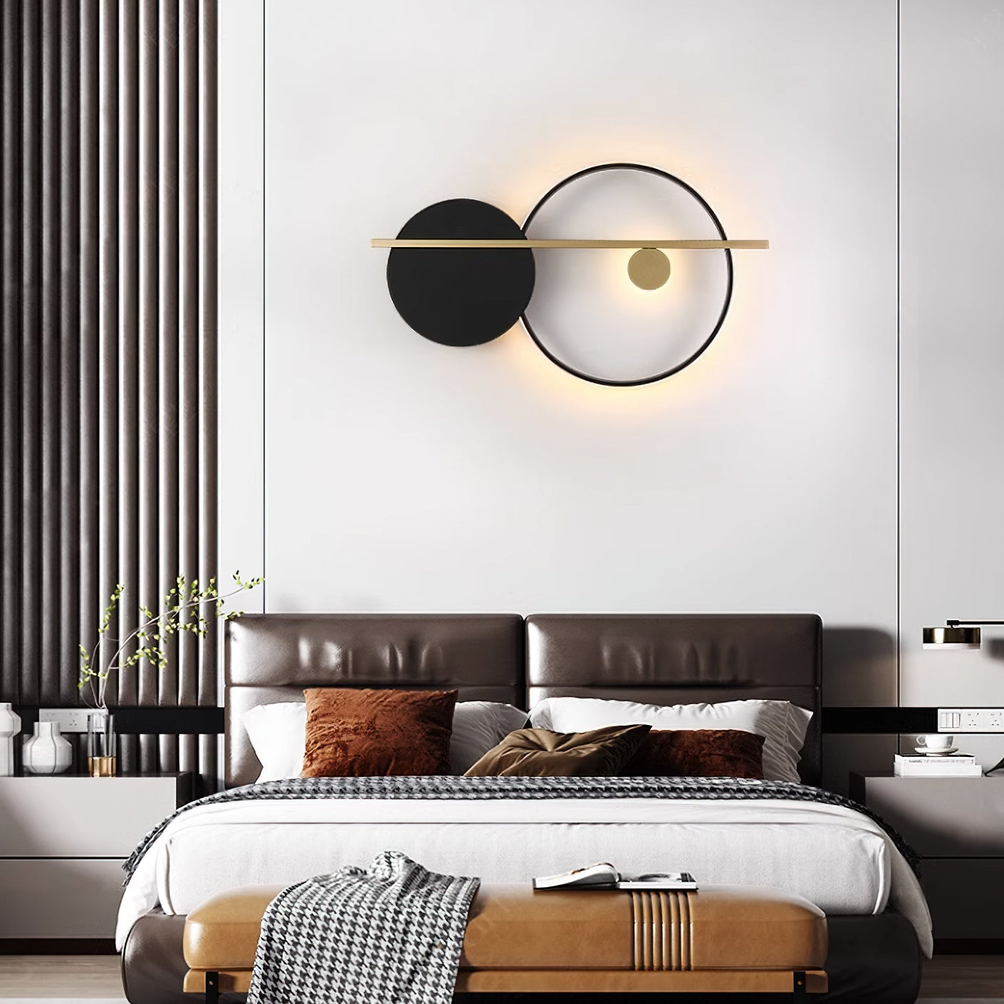 Modern Double Circle Wall Light - Sleek LED Sconce for Bedroom, Living Room & Hallway Decor - Energy Efficient Indoor Lighting Fixture