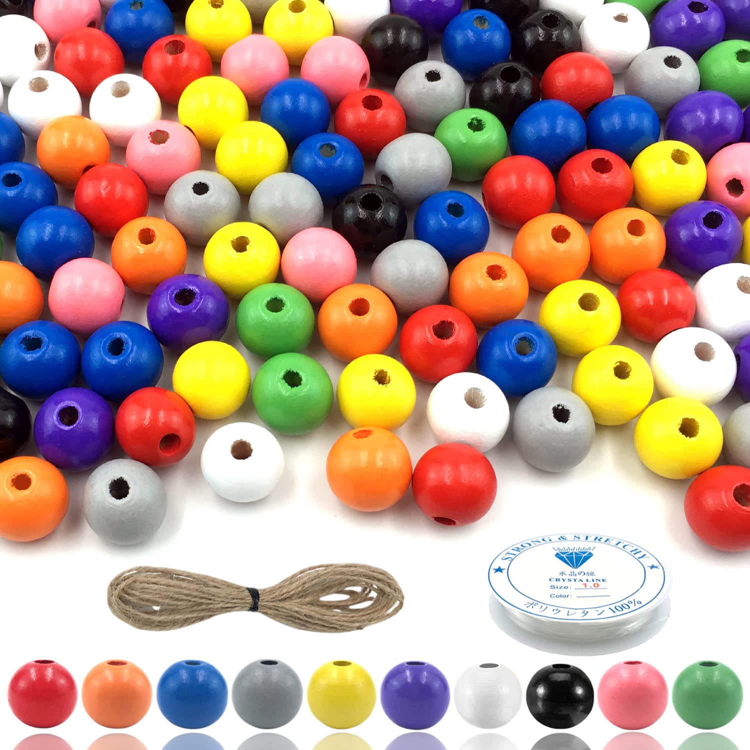 100 Pcs 16mm Colorful Painted Wooden Beads for Jewelry Making - DIY Necklace, Bracelet, Garland & Craft Supplies - Perfect for Home Decor, Party Decorations & Gift Making