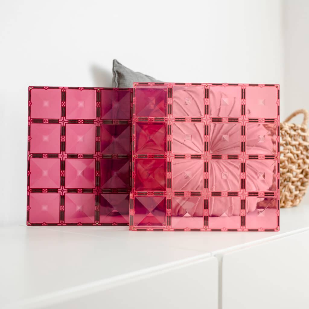Connetix Magnetic Tiles Pastel Pink & Berry Base Plate 2 Pack - STEM Educational Toys for Kids, Building Blocks for Creative Play, Perfect for Preschool Learning & Home Activities