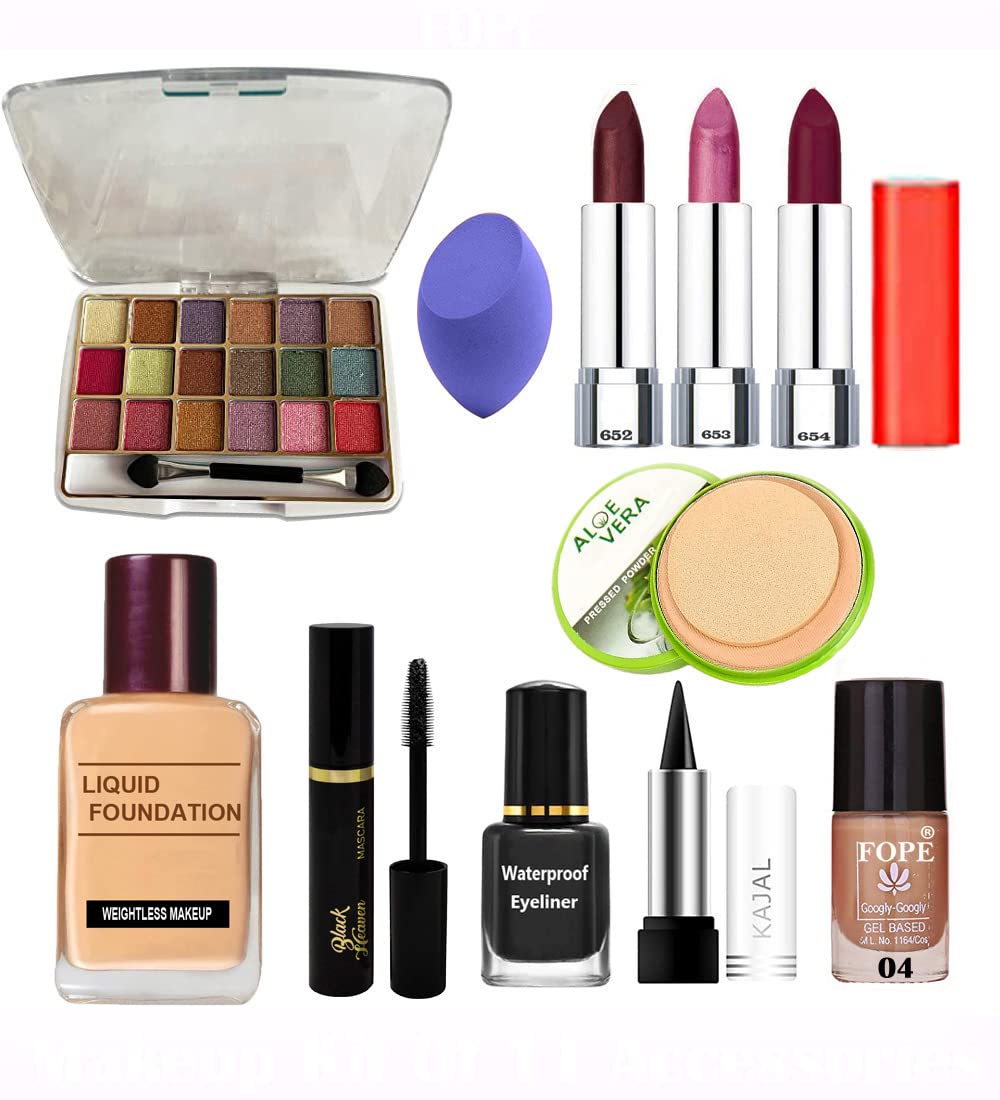 Fope Complete Travel Makeup Kit for Women & Girls - Portable Cosmetic Case with Essential Beauty Tools (Model S19K04A2015) | Perfect for Vacation, Business Trips & On-the-Go Touch Ups