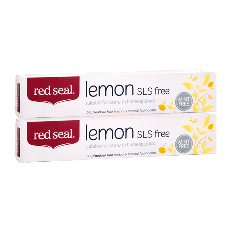 Red Seal Natural SLS-Free Lemon Toothpaste - 100g x 2 Tubes | Fluoride-Free, Whitening & Fresh Breath | Perfect for Travel & Daily Oral Care