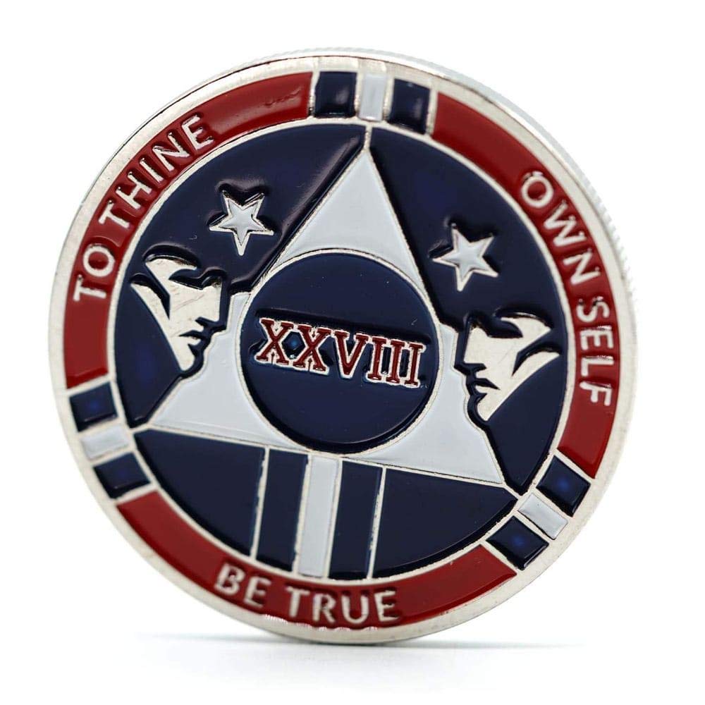 MYRECOVERYSTORE Red & Blue Double Patriot AA Medallion with Coin Capsule - 1 to 50 Year Sobriety Chip for Alcoholics Anonymous - Perfect for Recovery Milestones, Meetings & Gifts