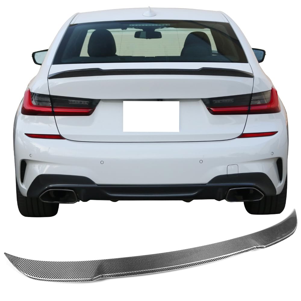 IKON MOTORSPORTS Carbon Fiber Trunk Spoiler for 2019-2025 BMW 3-Series G20 & 2021-2025 BMW M3 G80/M3 CS - CS Style Rear Boot Lid Wing - Lightweight & Durable - Perfect for Street Racing & Car Shows