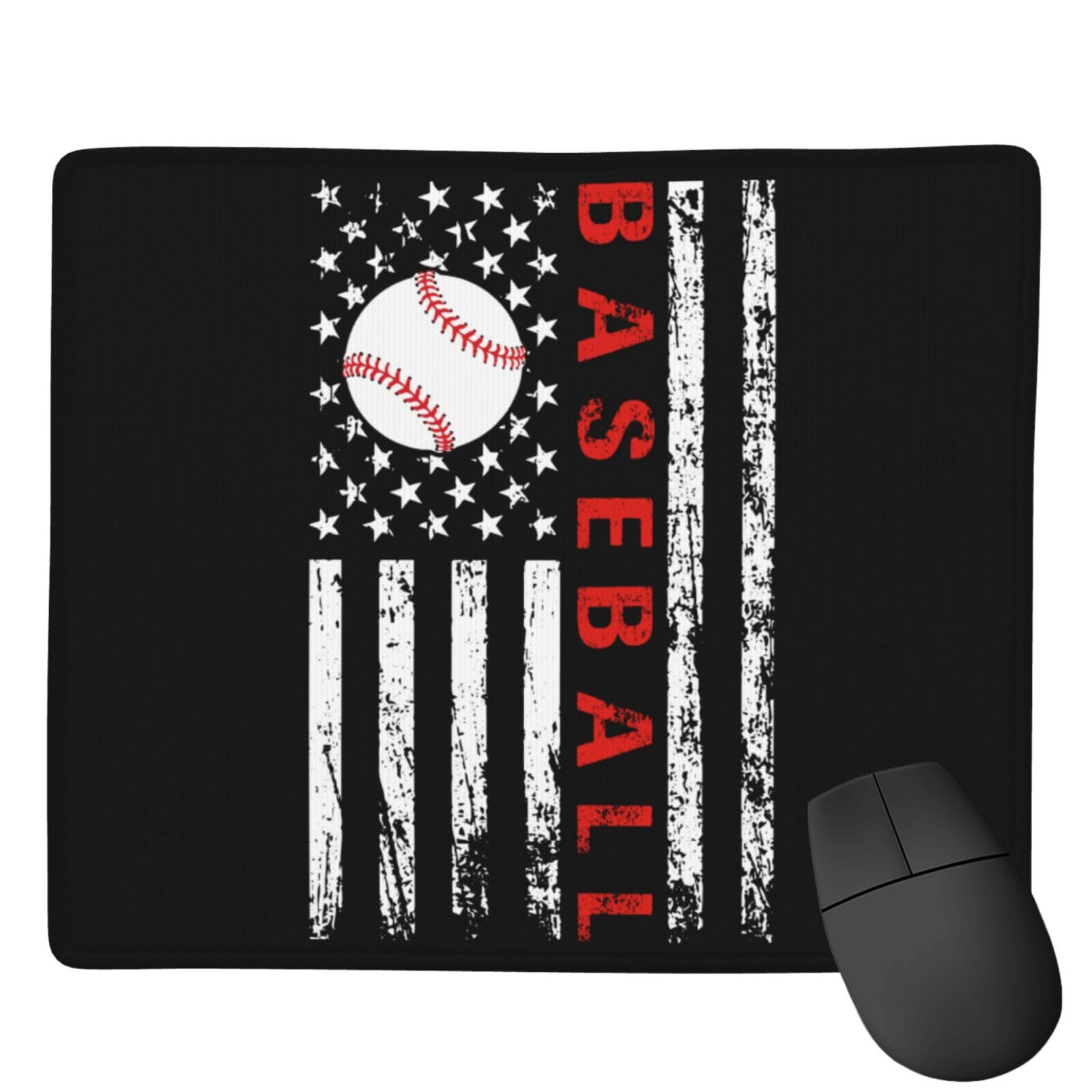SIYTUAU USA Flag Baseball Mouse Pad - Waterproof, Non-Slip Rubber Gaming Mousepad (7x9 inches) for Laptop, Office & PC - Perfect for Baseball Fans, Gamers & Patriotic Workspaces