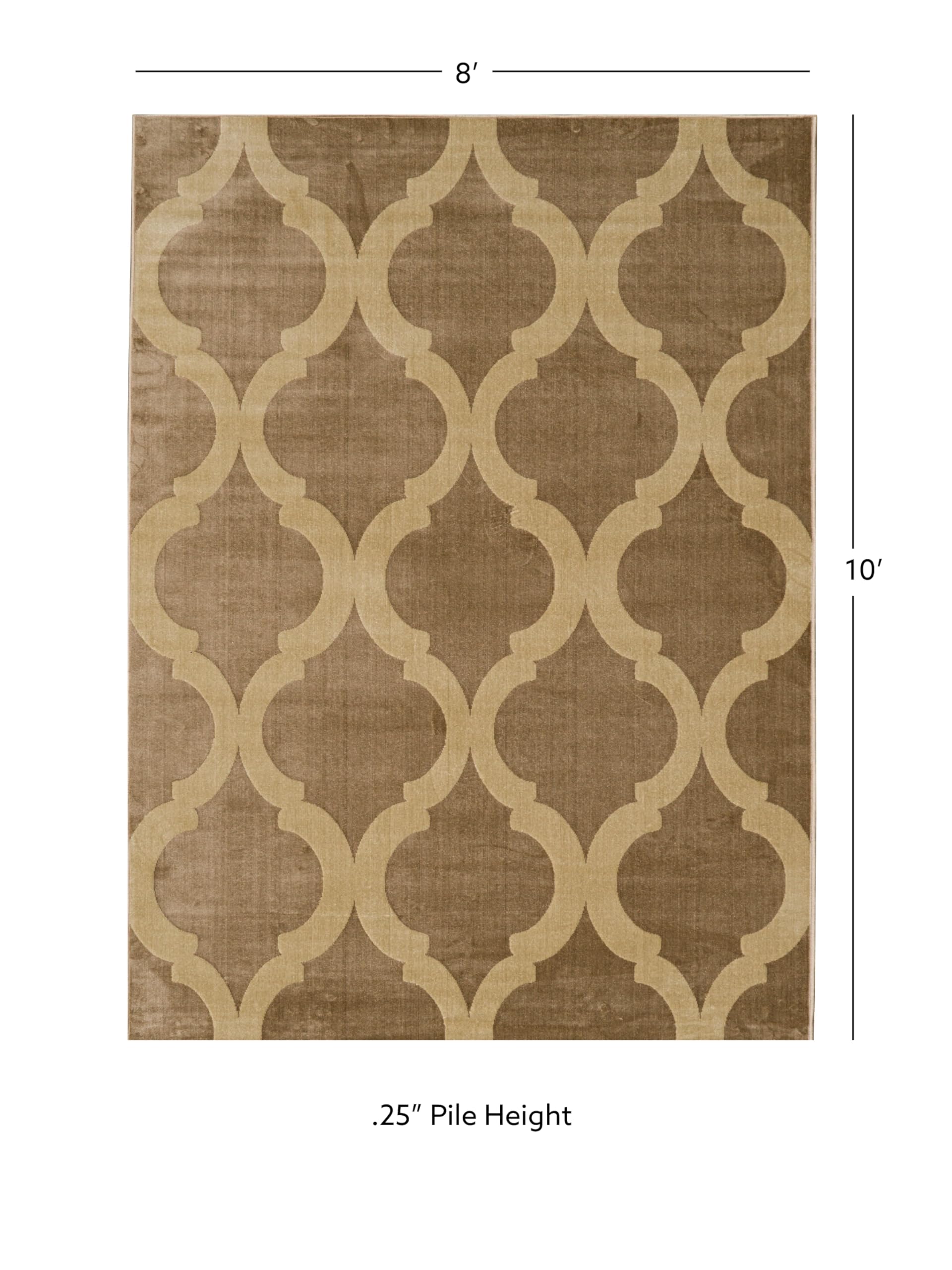 Linon Garlon Dara 8' x 10' Beige & Sand Area Rug - Soft Living Room Rug, Bedroom Carpet for Home Decor | Perfect for Family Rooms, Offices & Cozy Spaces