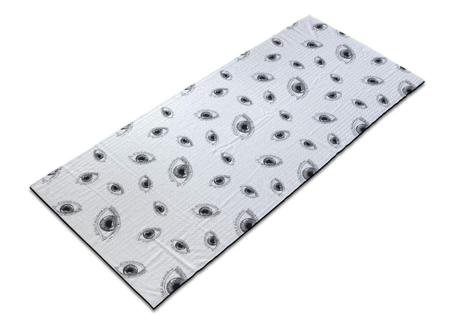 Ambesonne Non-Slip Yoga Mat Towel - Abstract Art Design with Woman Eyes Motif, 25