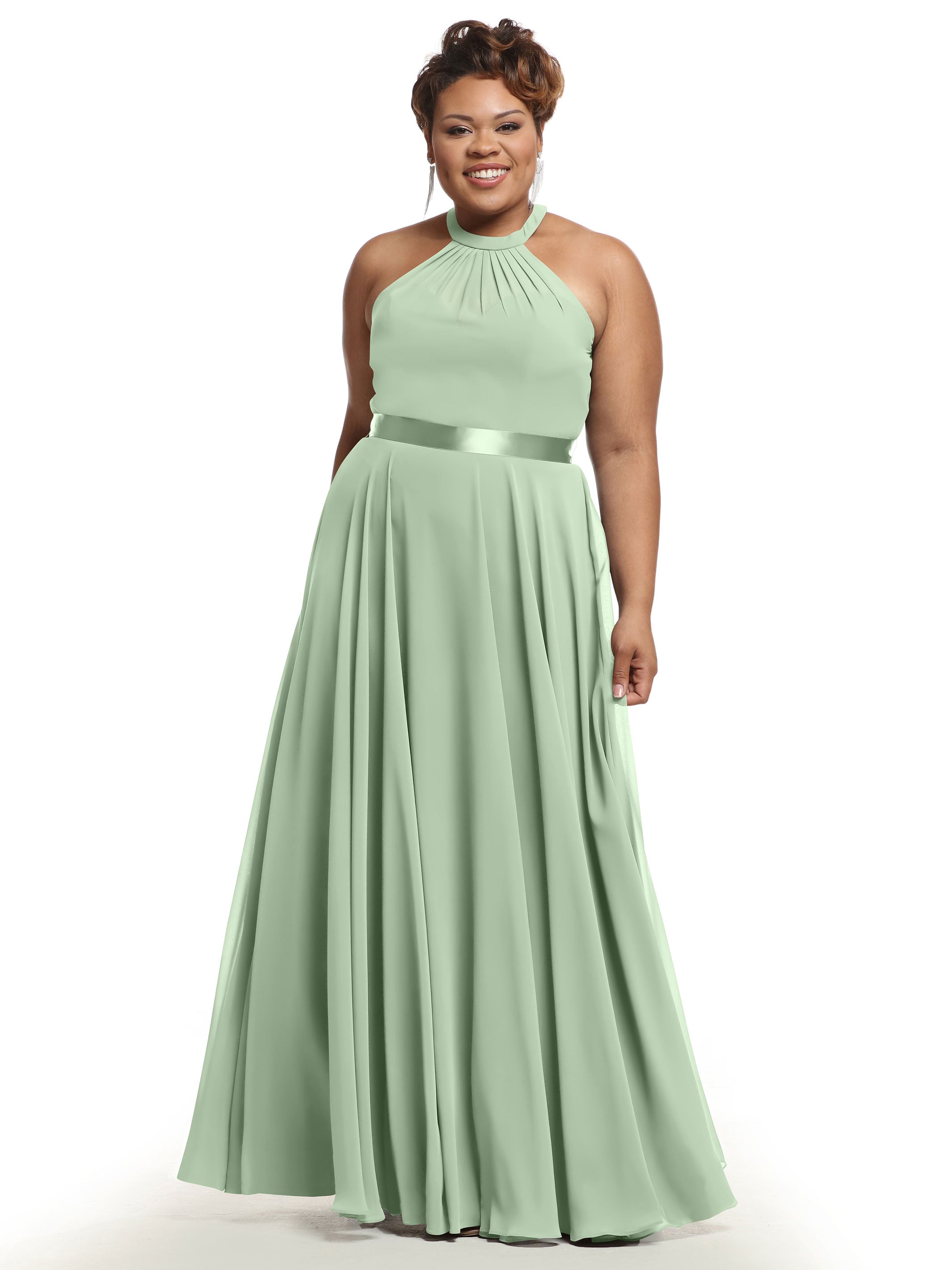 Elegant A-Line Chiffon Bridesmaid Dress with Halter Neckline - Perfect for Weddings, Formal Events & Special Occasions