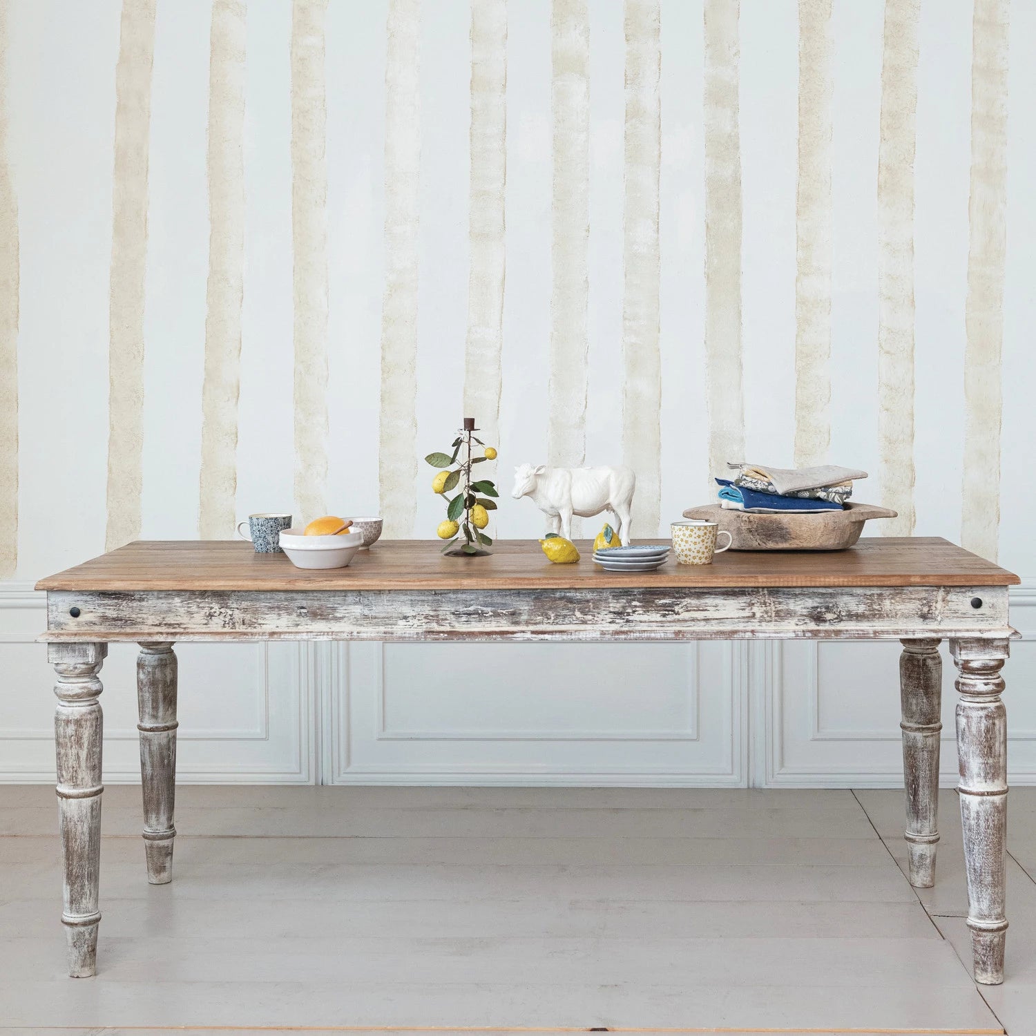 Hamilton Solid Wood Dining Table - Rustic Farmhouse Style for Kitchen, Dining Room & Outdoor Patio