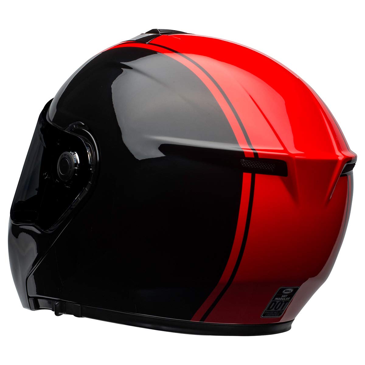 BELL SRT Modular Motorcycle Helmet (Ribbon Gloss Black/Red) - DOT Certified, Medium Size for Men & Women - Perfect for Street Biking, Commuting & Touring