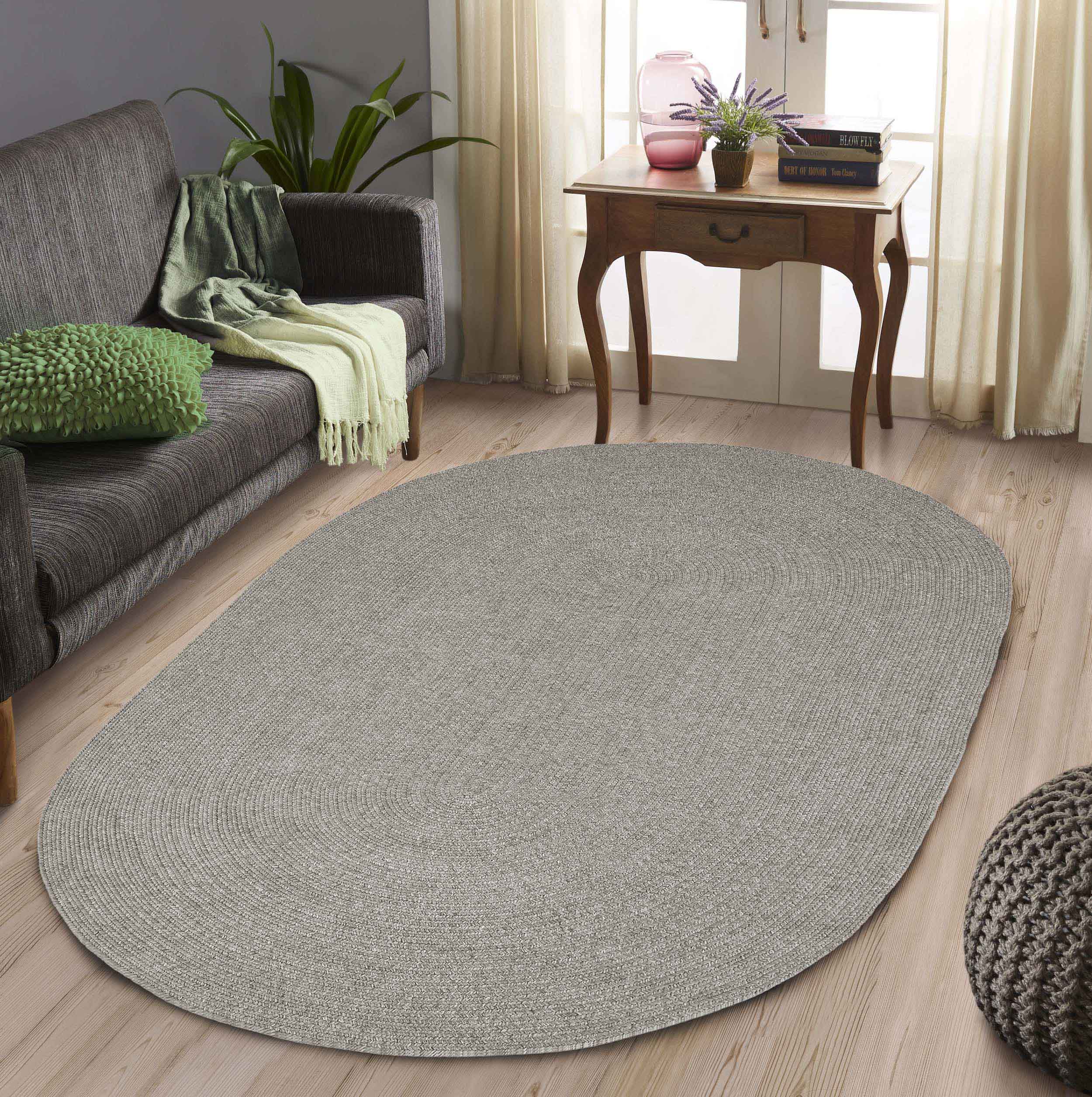 Classic Braided Area Rug - Non-Slip Indoor/Outdoor Oval Rug for Living Room, Bedroom, Patio & Deck - Soft & Durable Home Decor