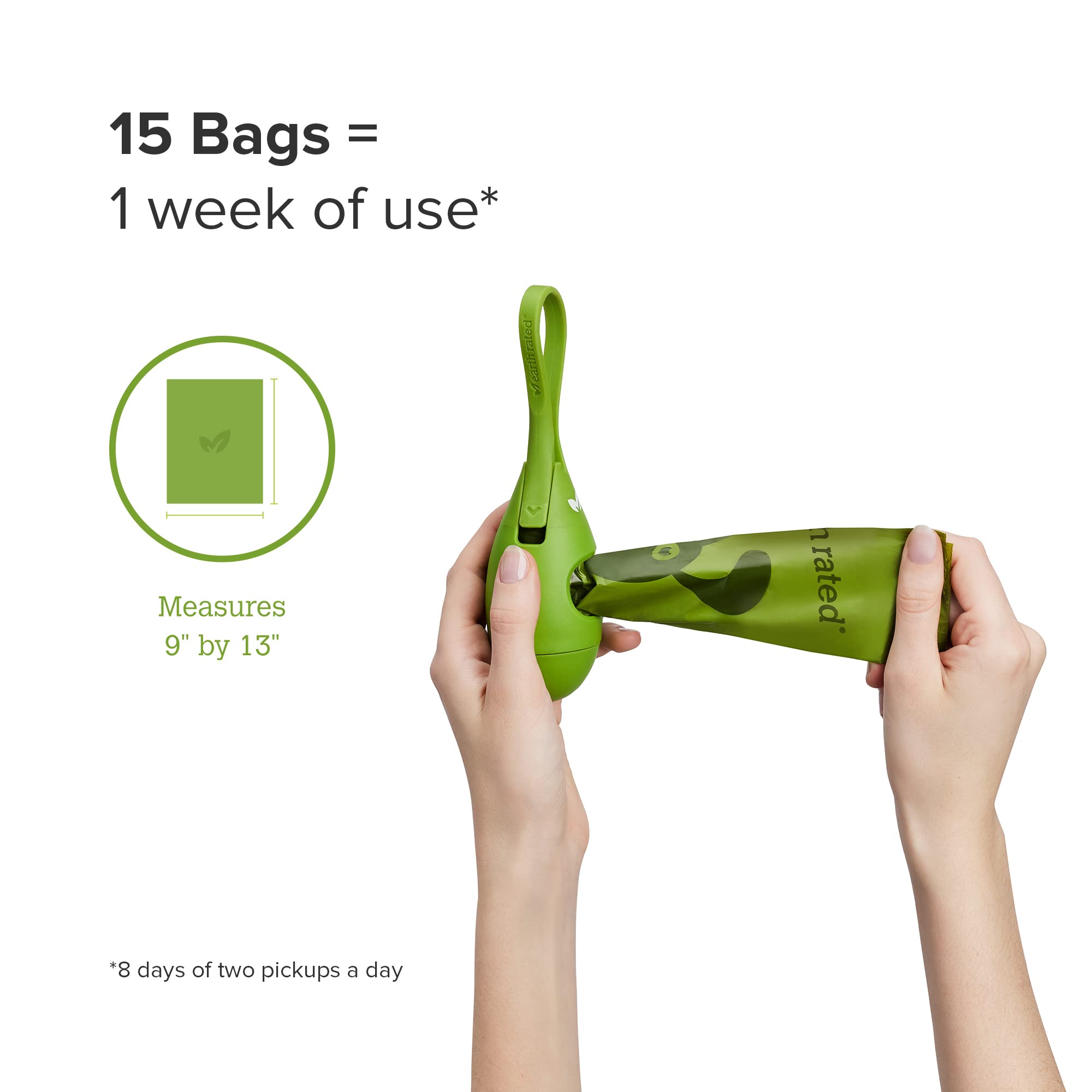 Earth Rated Dog Poop Bag Holder with 15 Leakproof Bags | Durable, Unscented Waste Dispenser for Dogs | Perfect for Walks, Park Visits & Outdoor Adventures