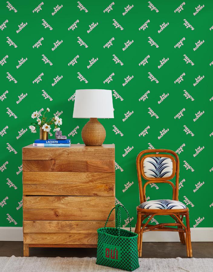 Clare V. Los Angeles Wallpaper - Pink & Green Floral Design for Home Decor, Bedroom & Living Room Accent Wall