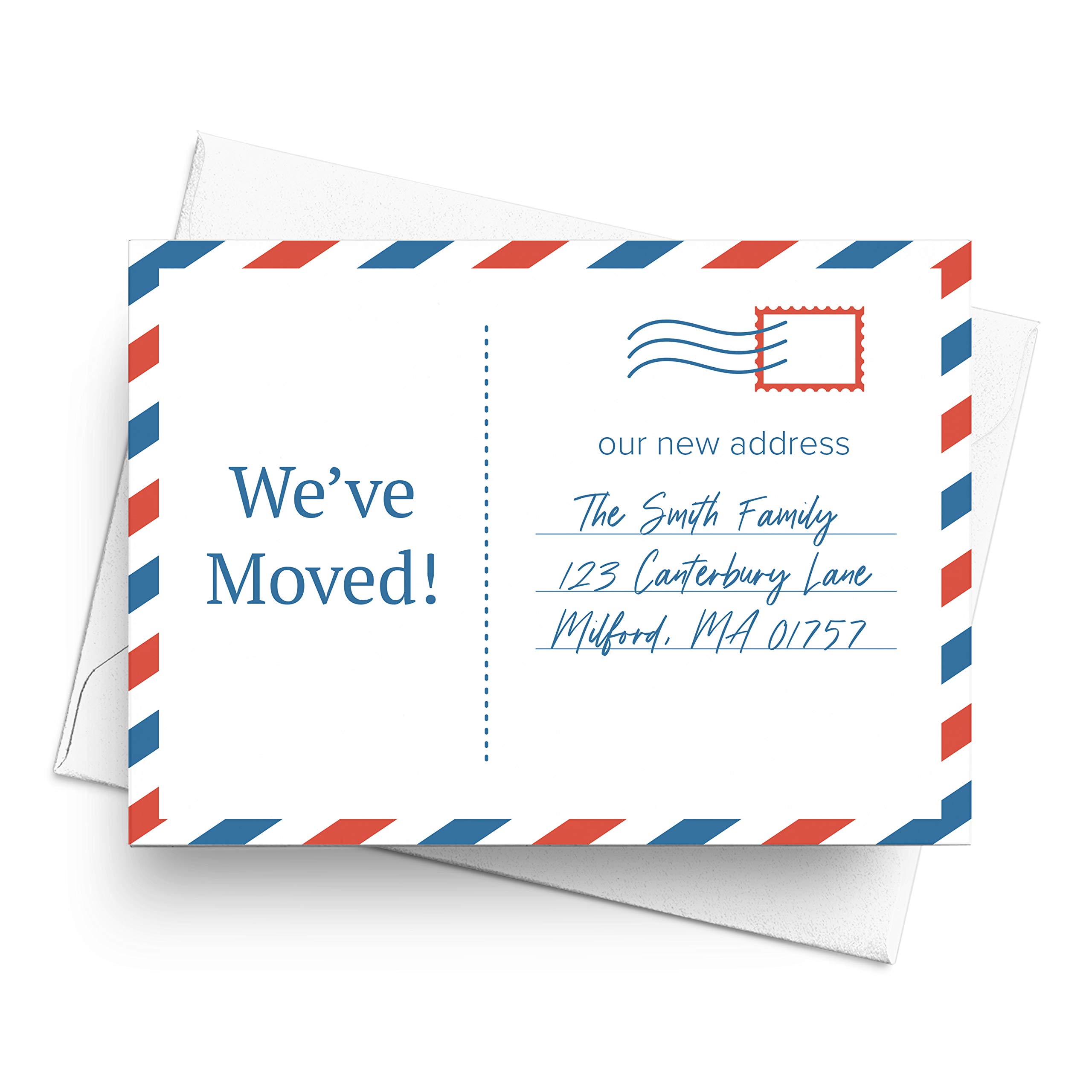 Custom 'We've Moved' Announcement Cards - 40 Flat Cards with Envelopes | Perfect for New Home Notifications, Change of Address Announcements & Housewarming Invitations