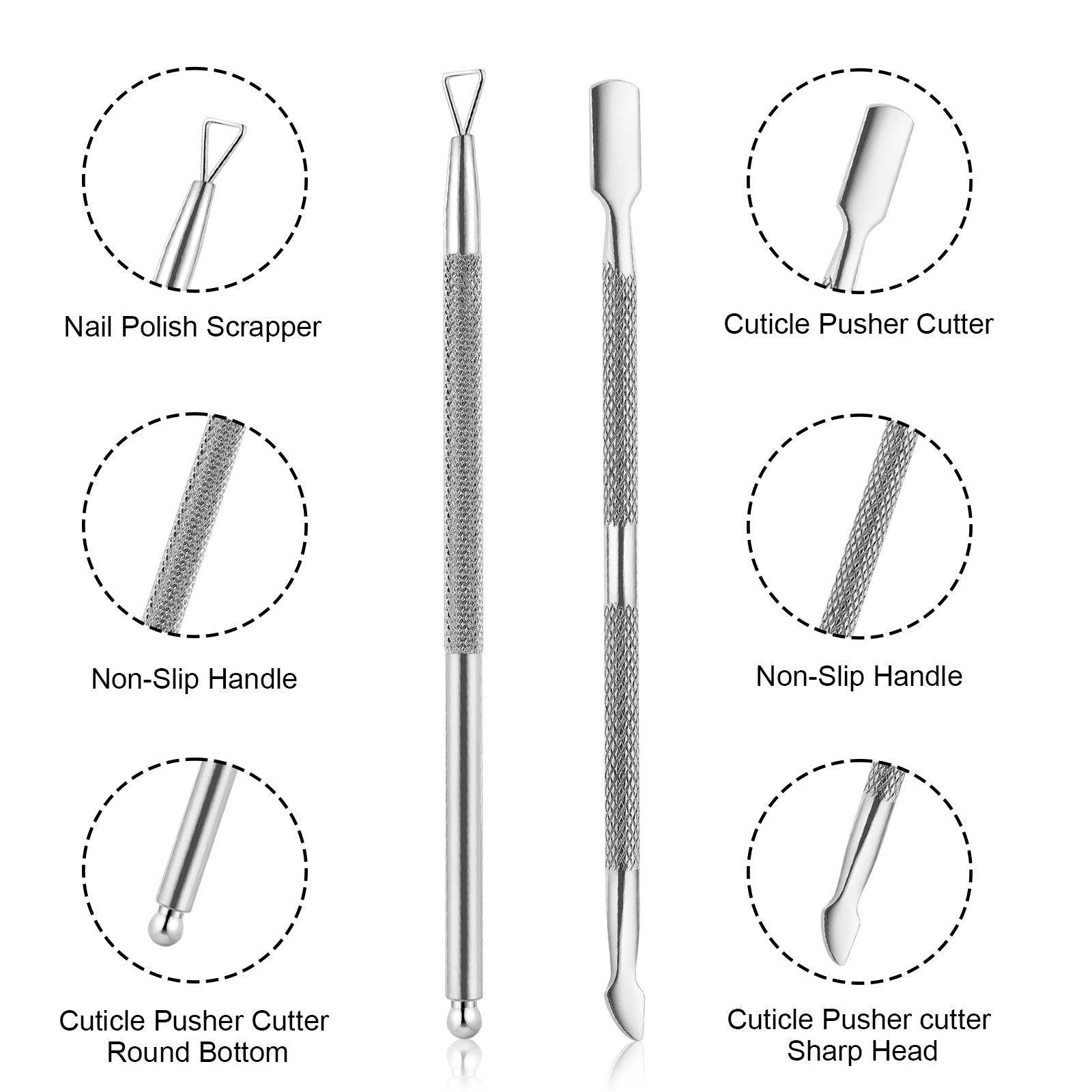 FACEMADE Professional Stainless Steel Nail Cuticle Nipper Set - Dual End Pusher & Cuticle Trimmer for Manicure & Pedicure - Perfect for Salon, Home Nail Care & DIY Grooming