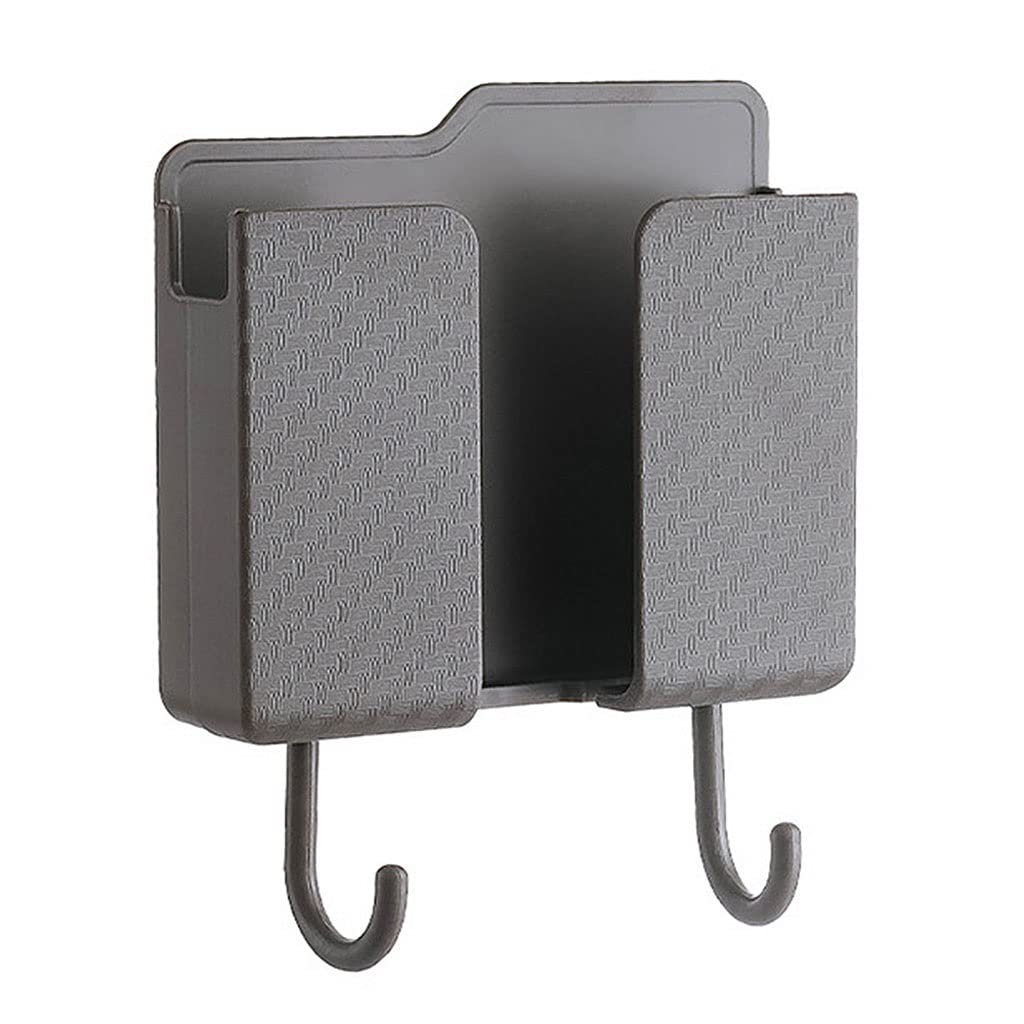 Wall Mounted Storage Organizer - Remote Control Holder & Phone Stand, Plastic Home Storage Box for Living Room, Bedroom, Office (Black) - Perfect for TV Stand Organization, Nightstand Storage, and Desk Accessories