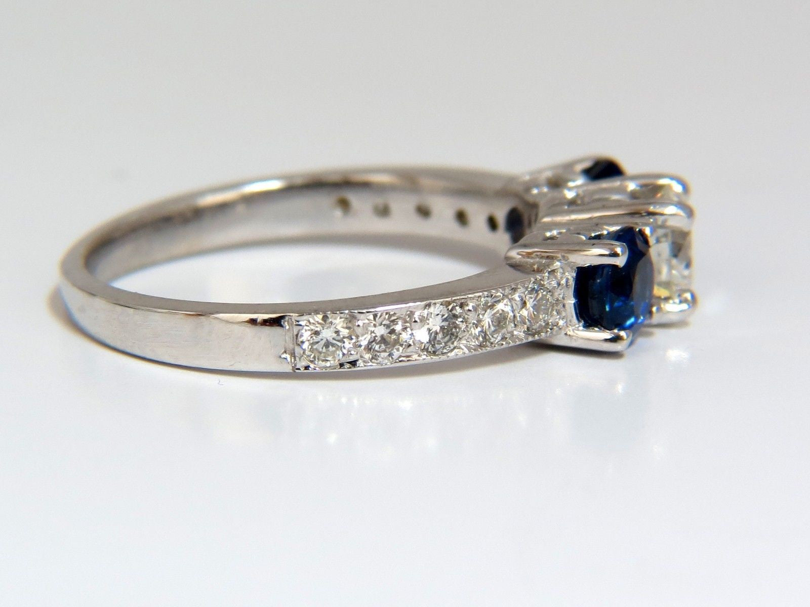 1.85ct Natural Blue Sapphire & Diamond Ring in 14K Gold - Classic Three Bead Setting for Engagement, Wedding & Anniversary Gifts