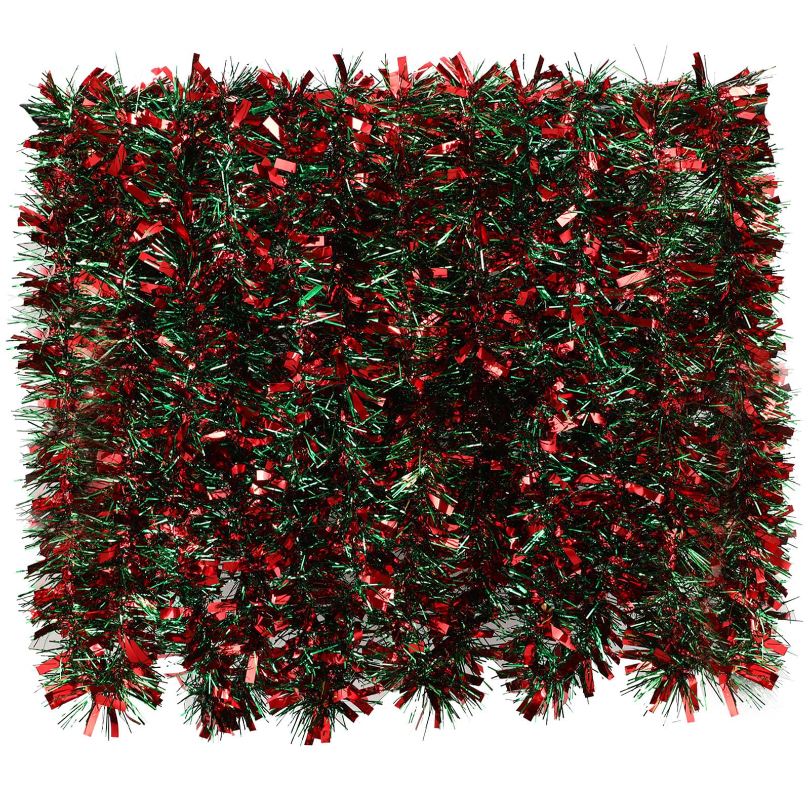 BBTO 6 Pack 39.4 Feet Mardi Gras Tinsel Garland Decorations - Metallic Glitter Twist Tinsel for Christmas, Holiday Party, Wreath, Fireplace, Indoor & Outdoor Decor (Red & Green Mixed) - Perfect for Home, Wedding, Birthday, and Festival Celebrations