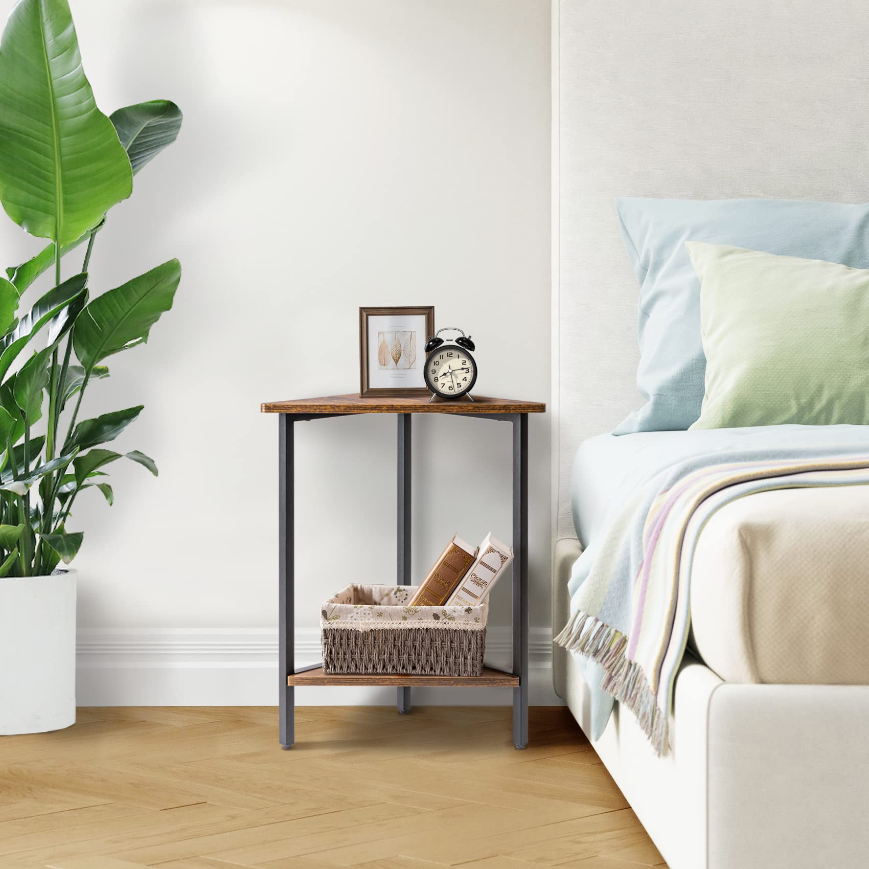 Compact Corner Table for Small Spaces - Triangle End Table for Living Room, Bedroom & Office - Multi-Functional Corner Side Table, Nightstand & Accent Table - Perfect for Tight Spaces & Stylish Home Decor